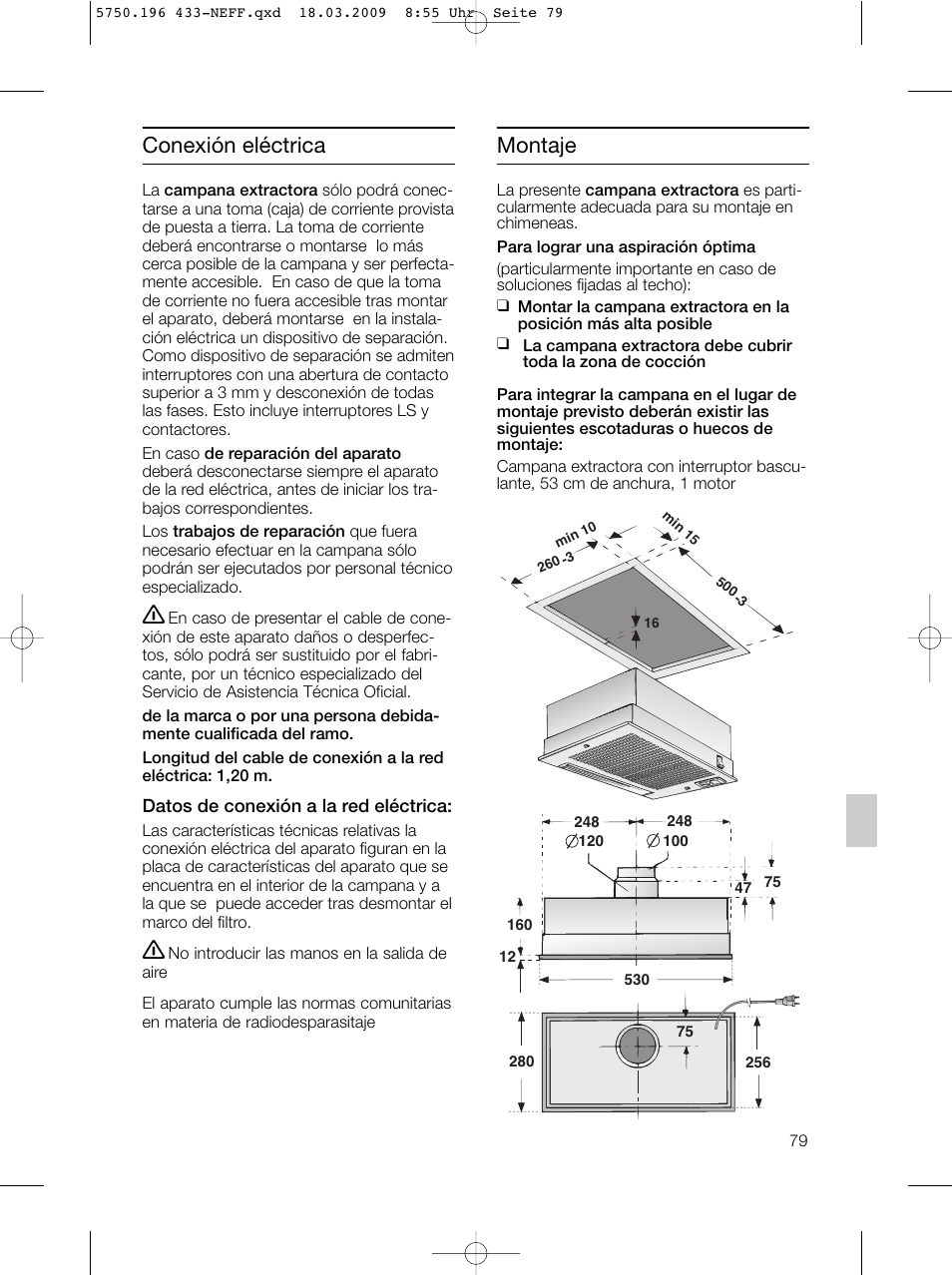 Conexión eléctrica, Montaje | Neff D5675X0 User Manual | Page 79 / 100