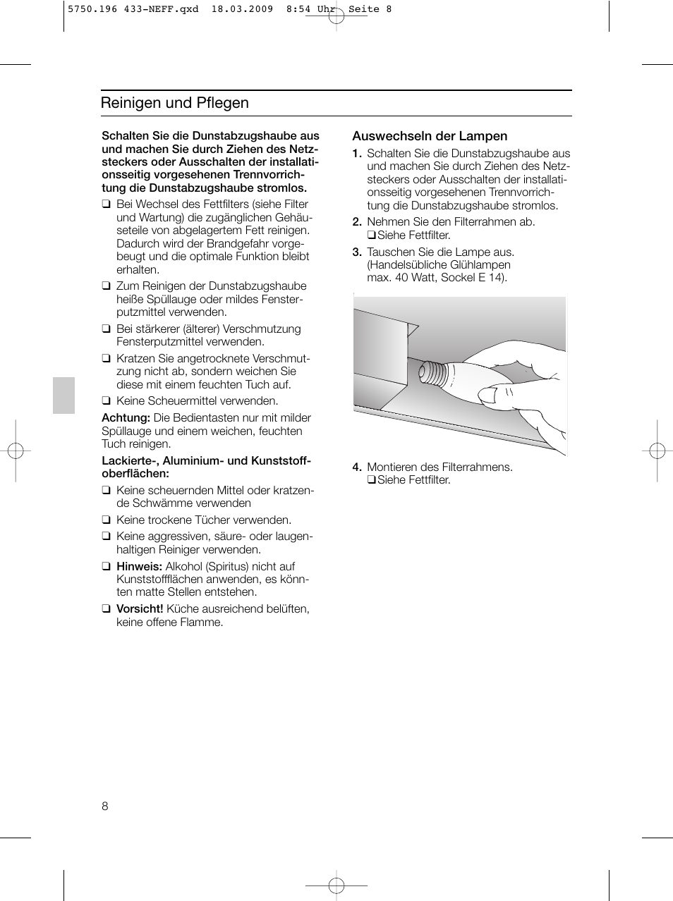 Reinigen und pflegen | Neff D5675X0 User Manual | Page 8 / 100
