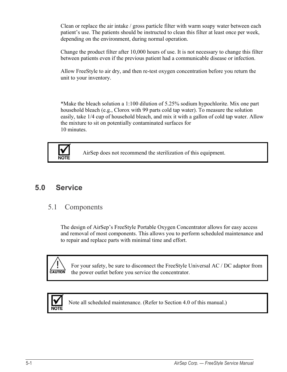 0 service, 1 components | AirSep MN126-1 C User Manual | Page 26 / 69