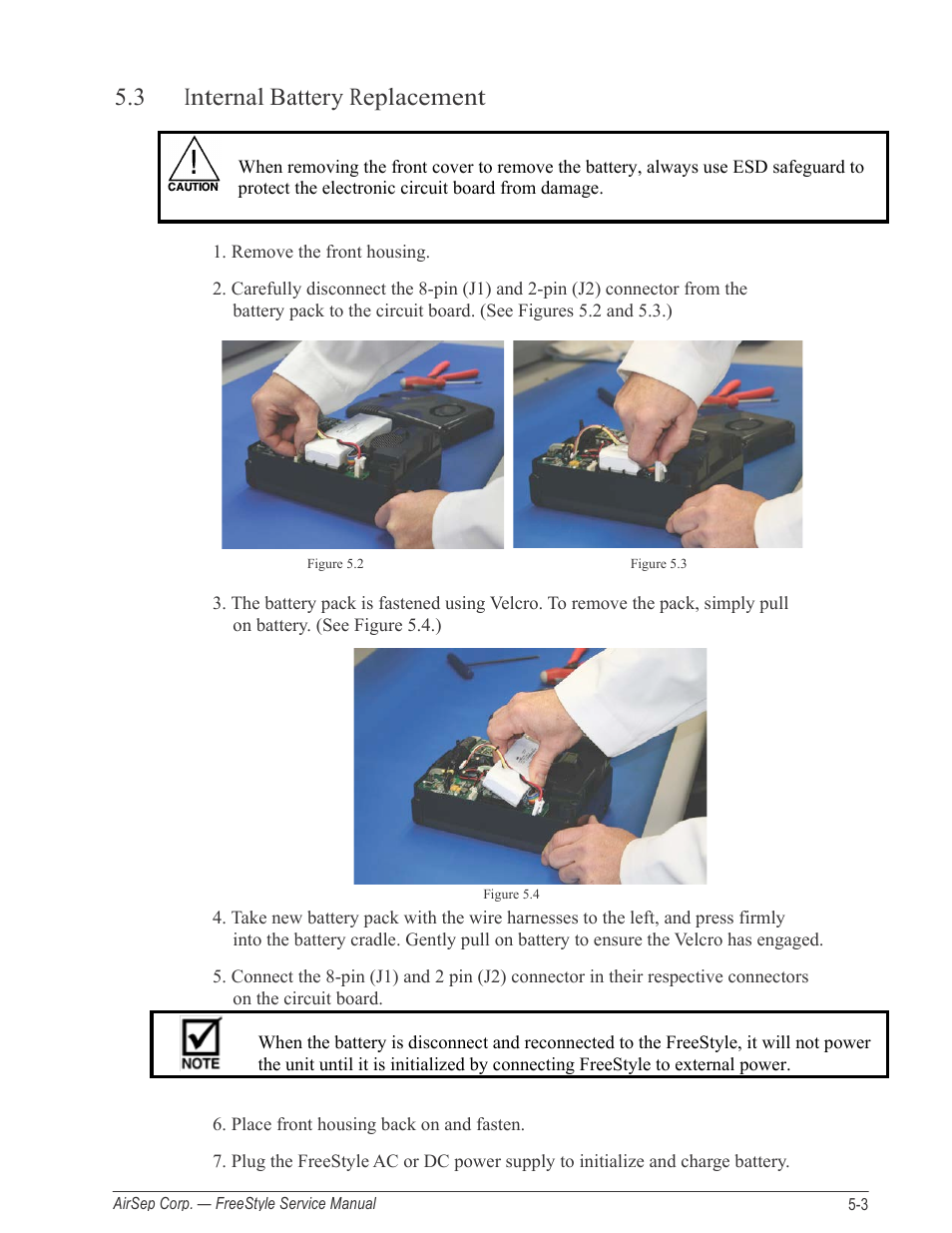 3 internal battery replacement | AirSep MN126-1 C User Manual | Page 29 / 69