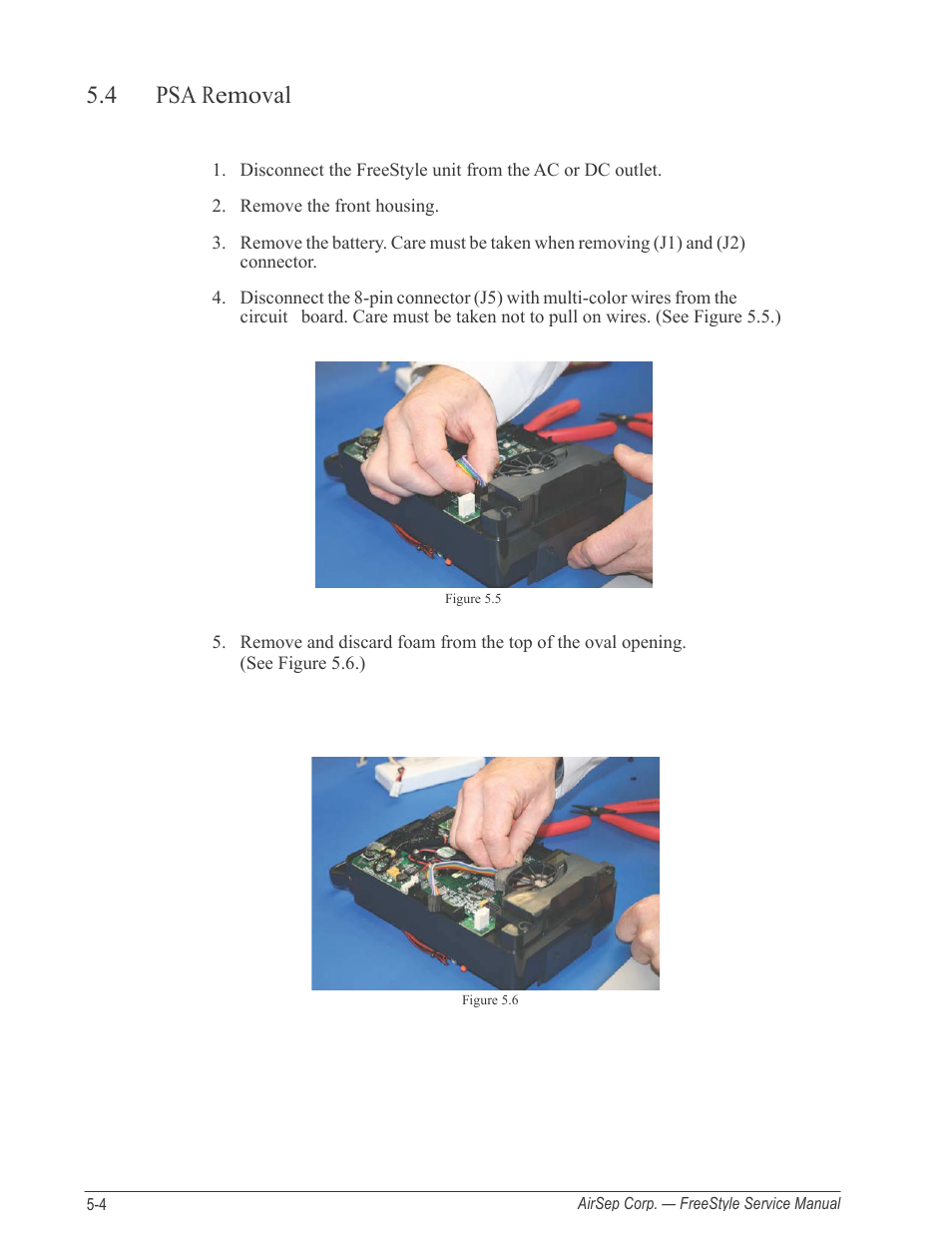 4 psa removal | AirSep MN126-1 C User Manual | Page 30 / 69
