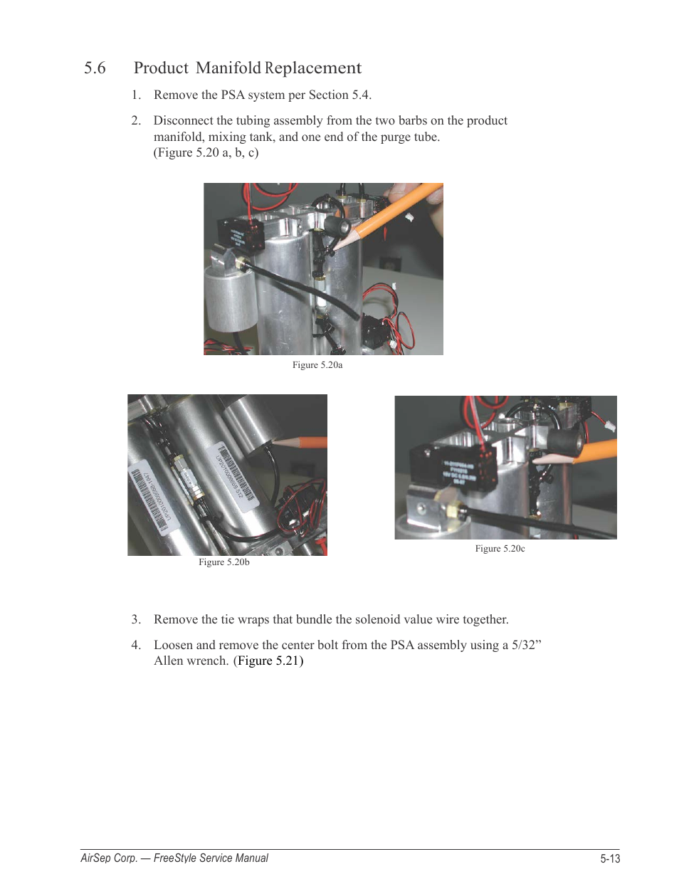 6 product manifold replacement | AirSep MN126-1 C User Manual | Page 39 / 69