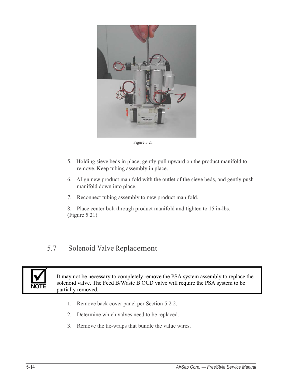 7 solenoid valve replacement | AirSep MN126-1 C User Manual | Page 40 / 69