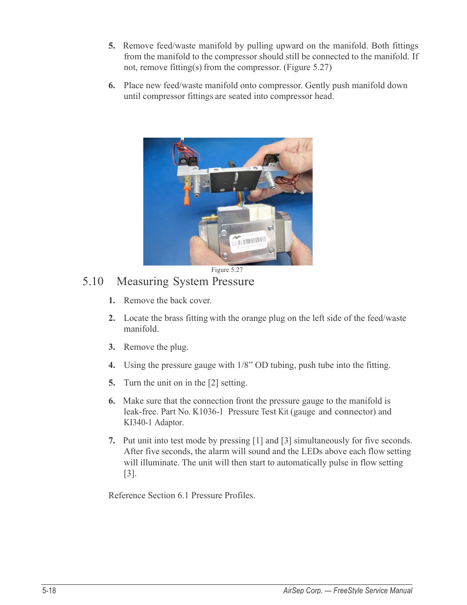 10 measuring system pressure | AirSep MN126-1 C User Manual | Page 44 / 69