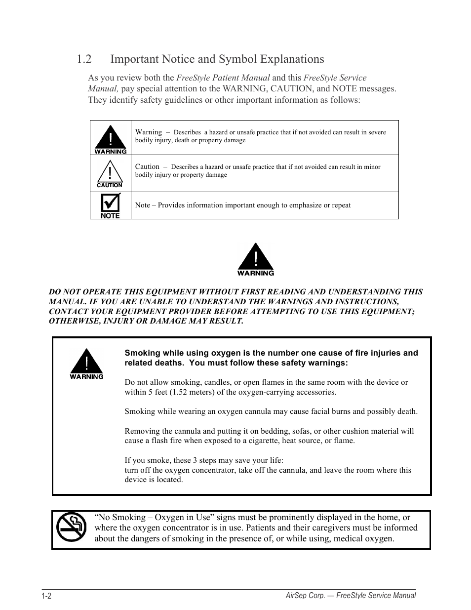 2 important notice and symbol explanations | AirSep MN126-1 C User Manual | Page 8 / 69