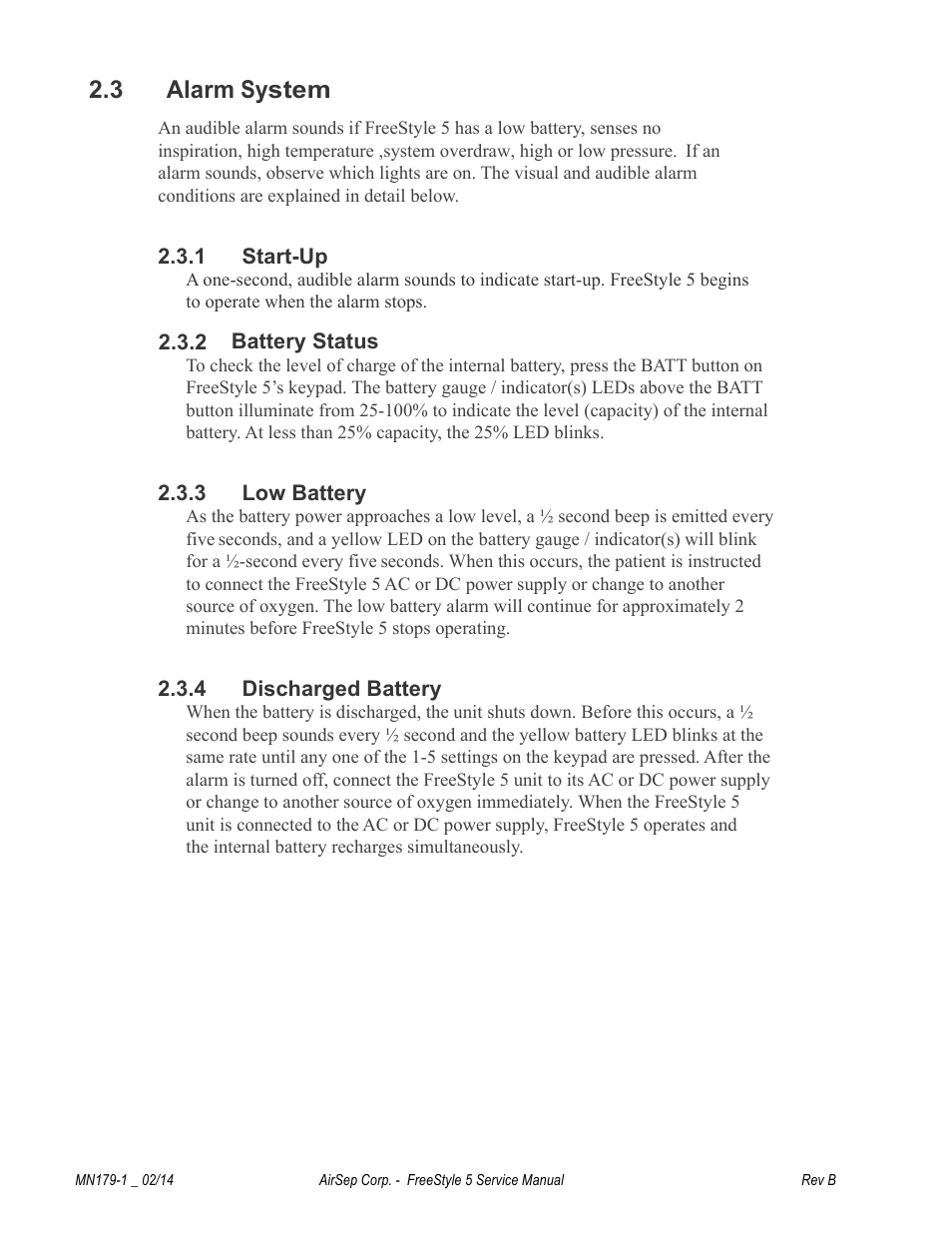 3 alarm system | AirSep MN179-1 B User Manual | Page 14 / 62