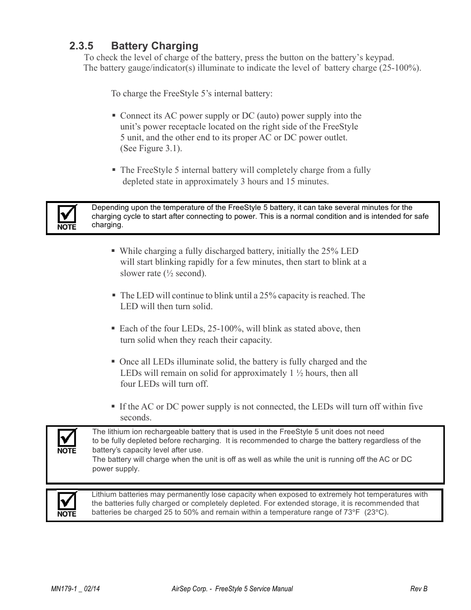 5 battery charging | AirSep MN179-1 B User Manual | Page 15 / 62