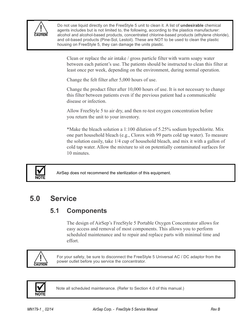 0 service, 1 components | AirSep MN179-1 B User Manual | Page 25 / 62