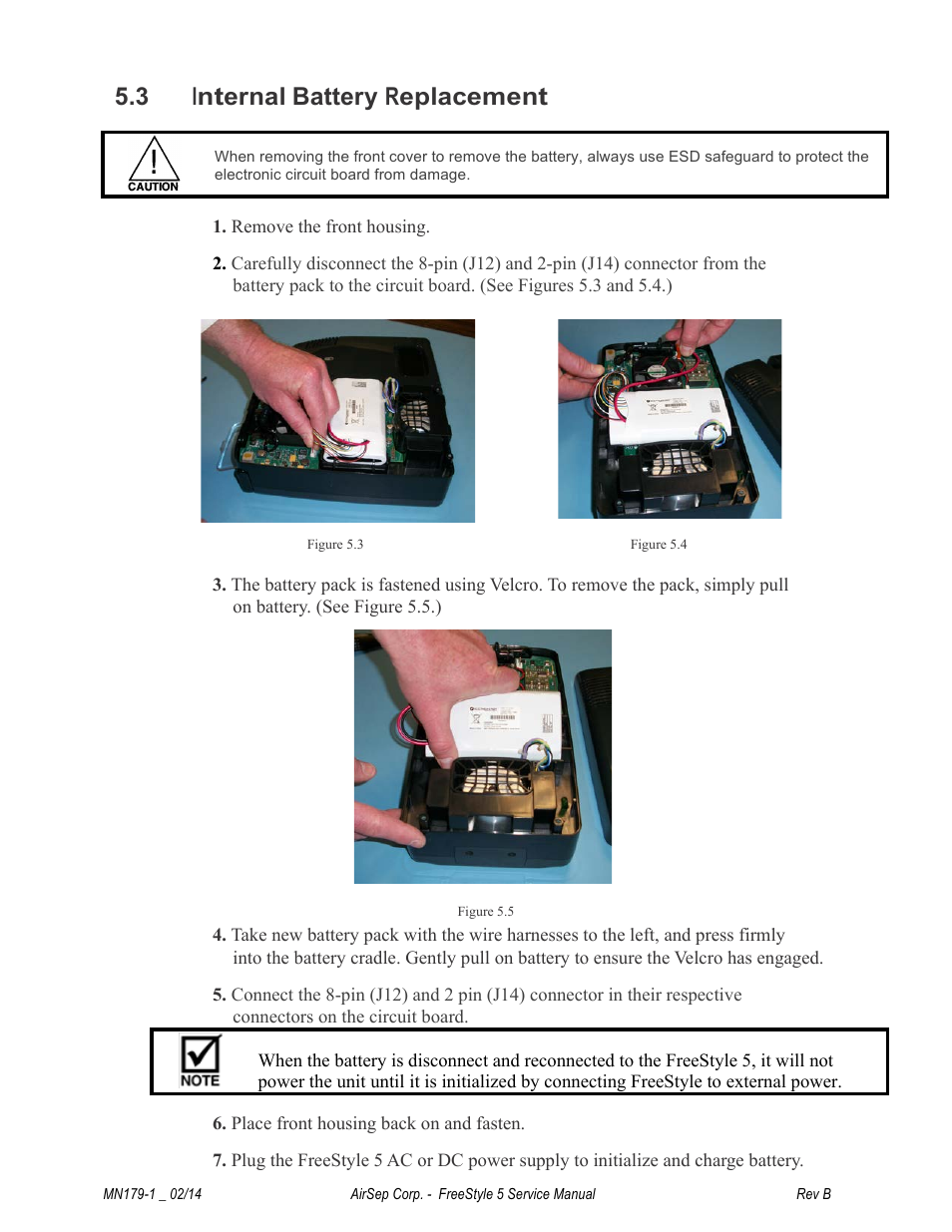 3 internal battery replacement | AirSep MN179-1 B User Manual | Page 27 / 62