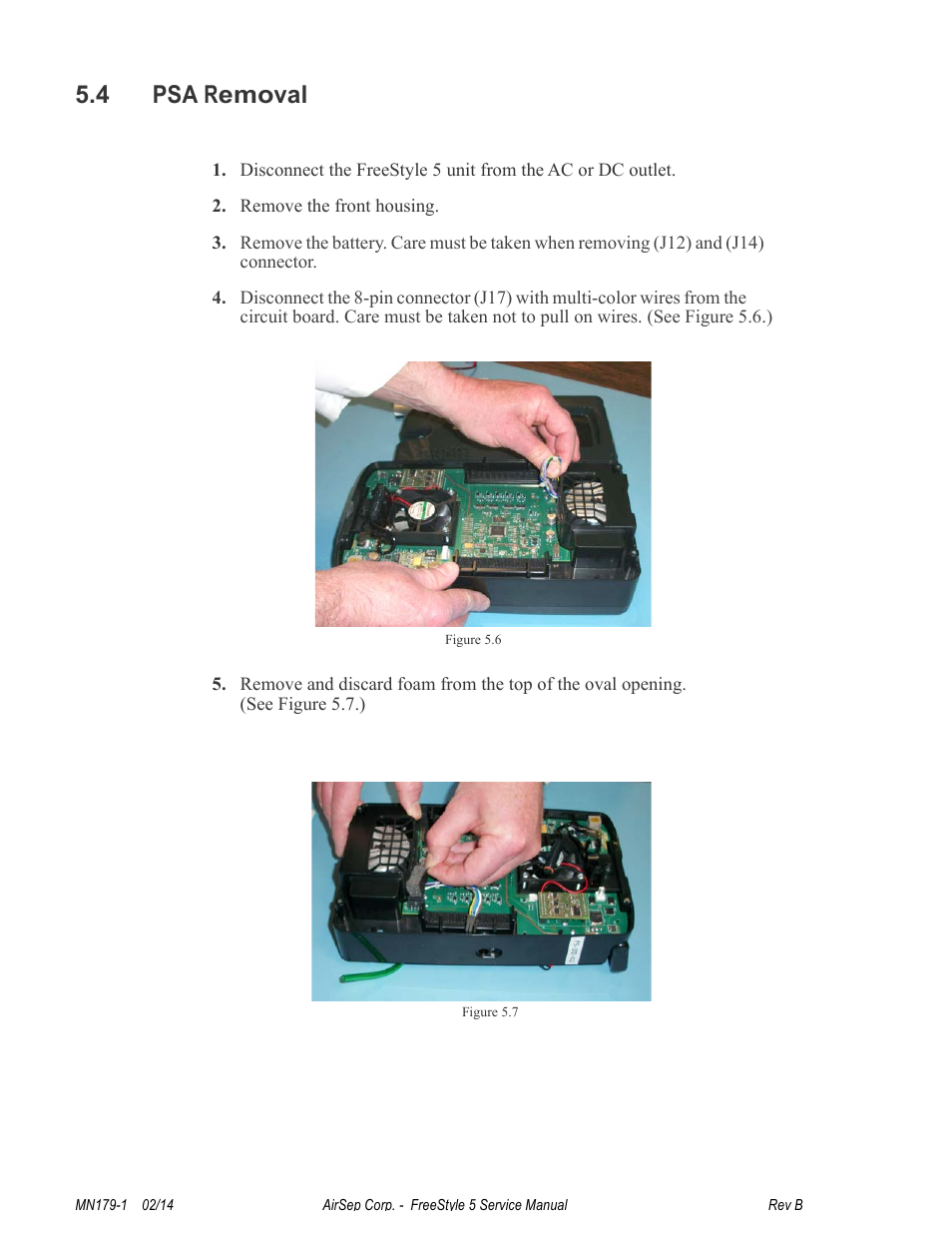 4 psa removal | AirSep MN179-1 B User Manual | Page 28 / 62