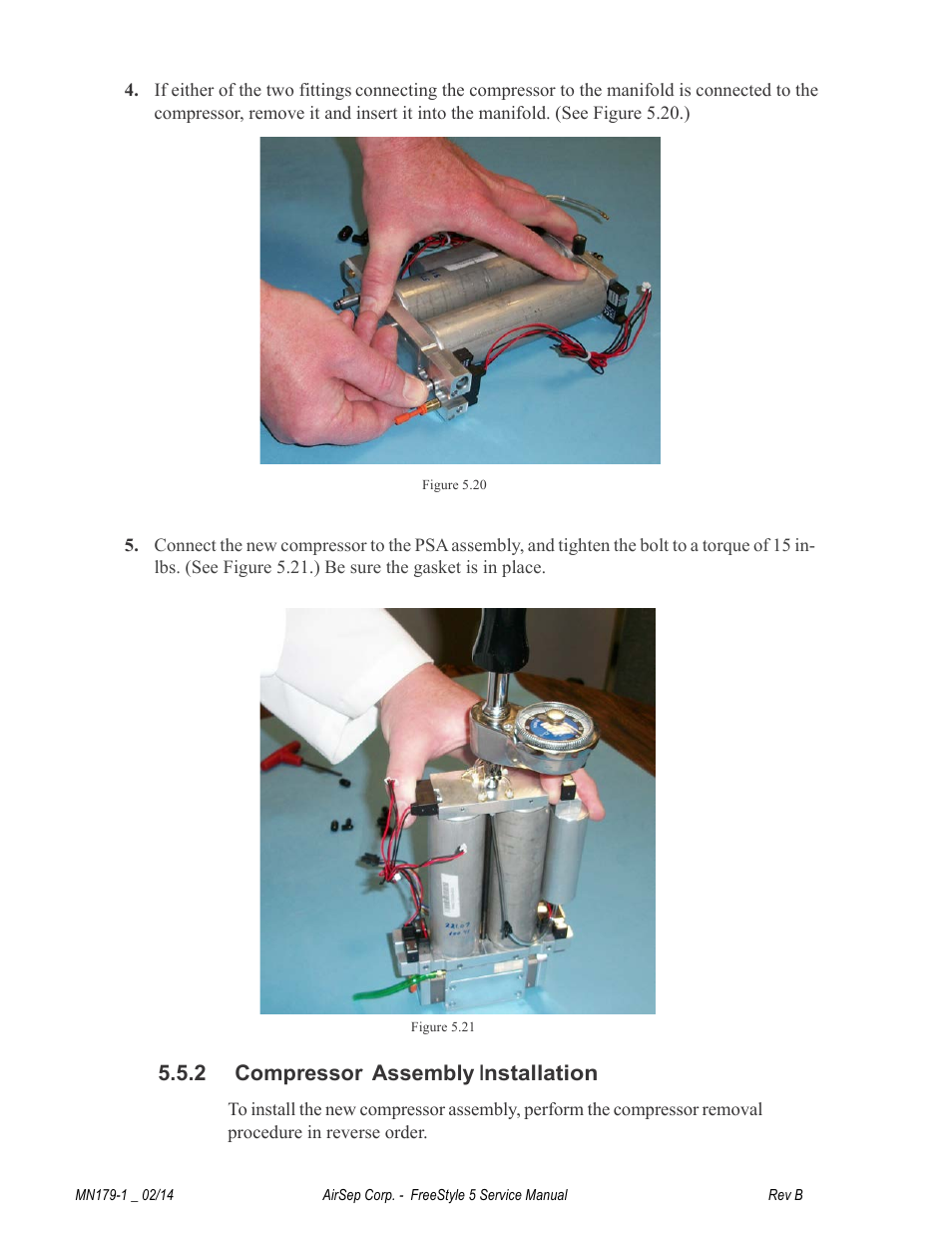 2 compressor assembly installation | AirSep MN179-1 B User Manual | Page 34 / 62