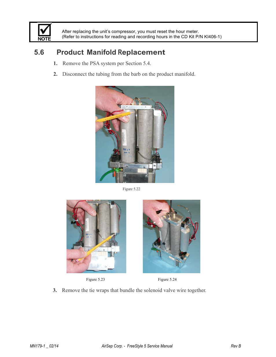 6 product manifold replacement | AirSep MN179-1 B User Manual | Page 35 / 62