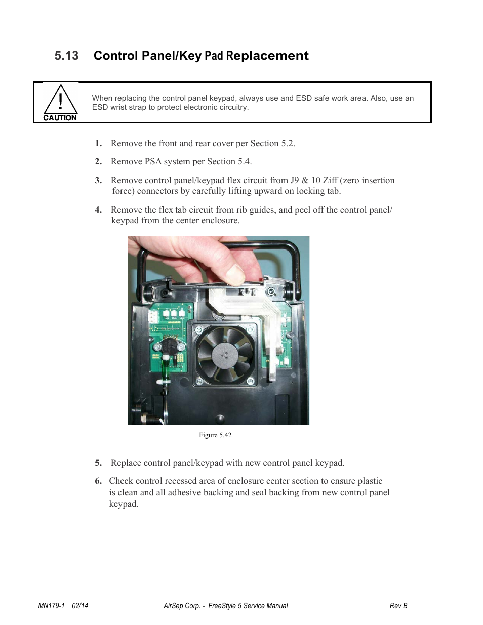 13 control panel/key pad replacement | AirSep MN179-1 B User Manual | Page 47 / 62