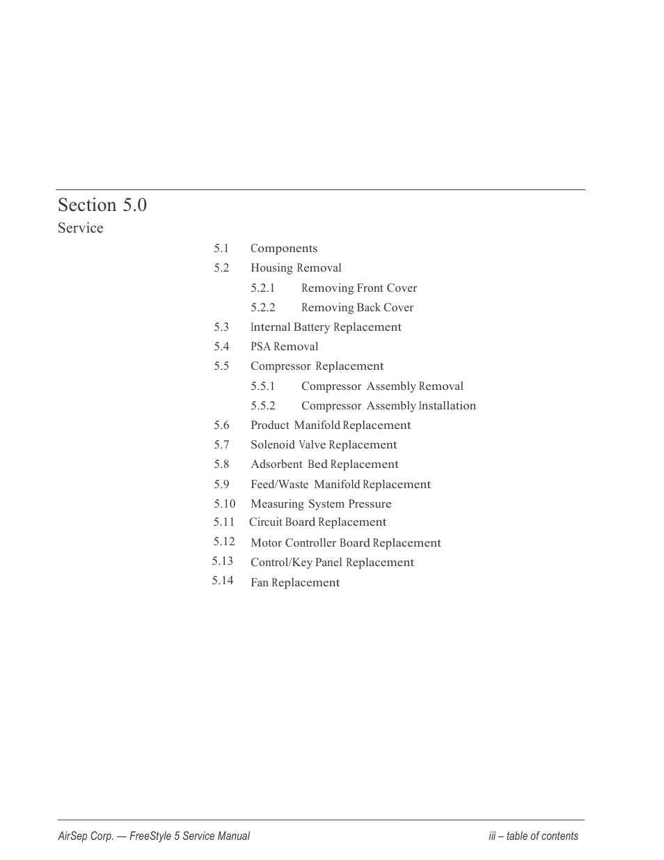 Service | AirSep MN179-1 B User Manual | Page 5 / 62