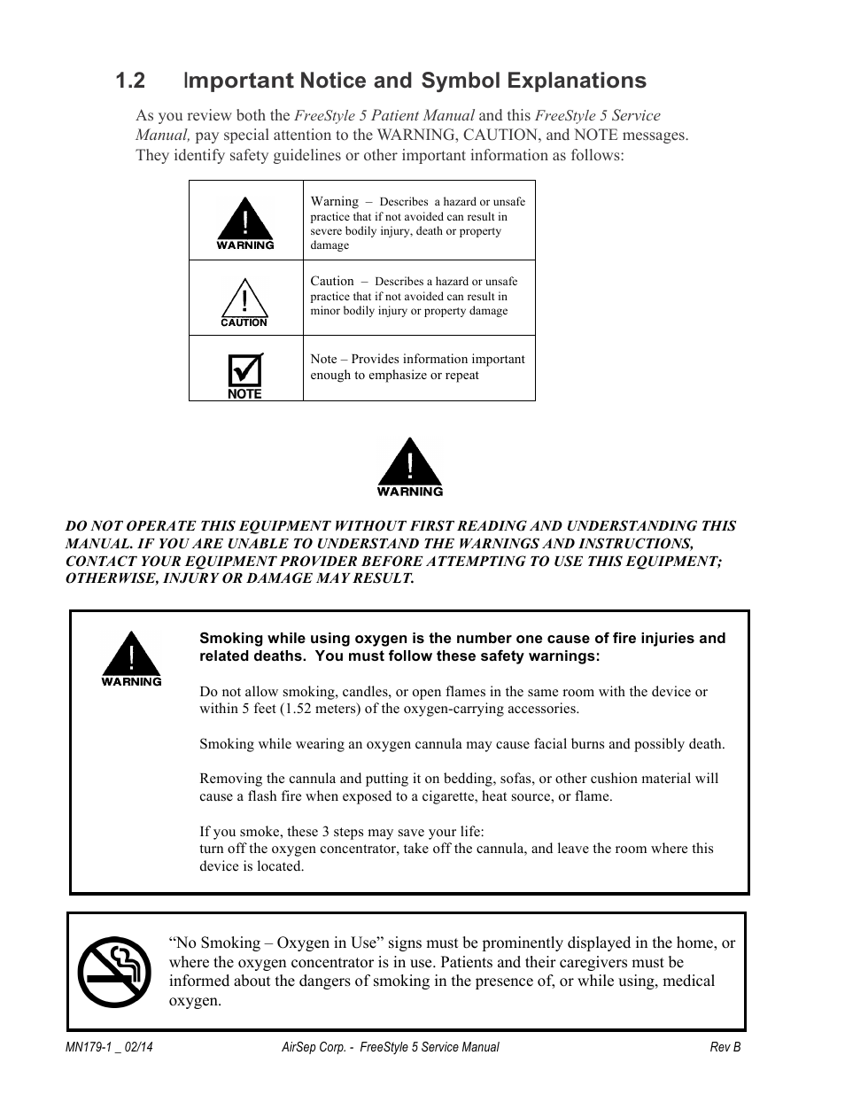 2 important notice and symbol explanations | AirSep MN179-1 B User Manual | Page 9 / 62