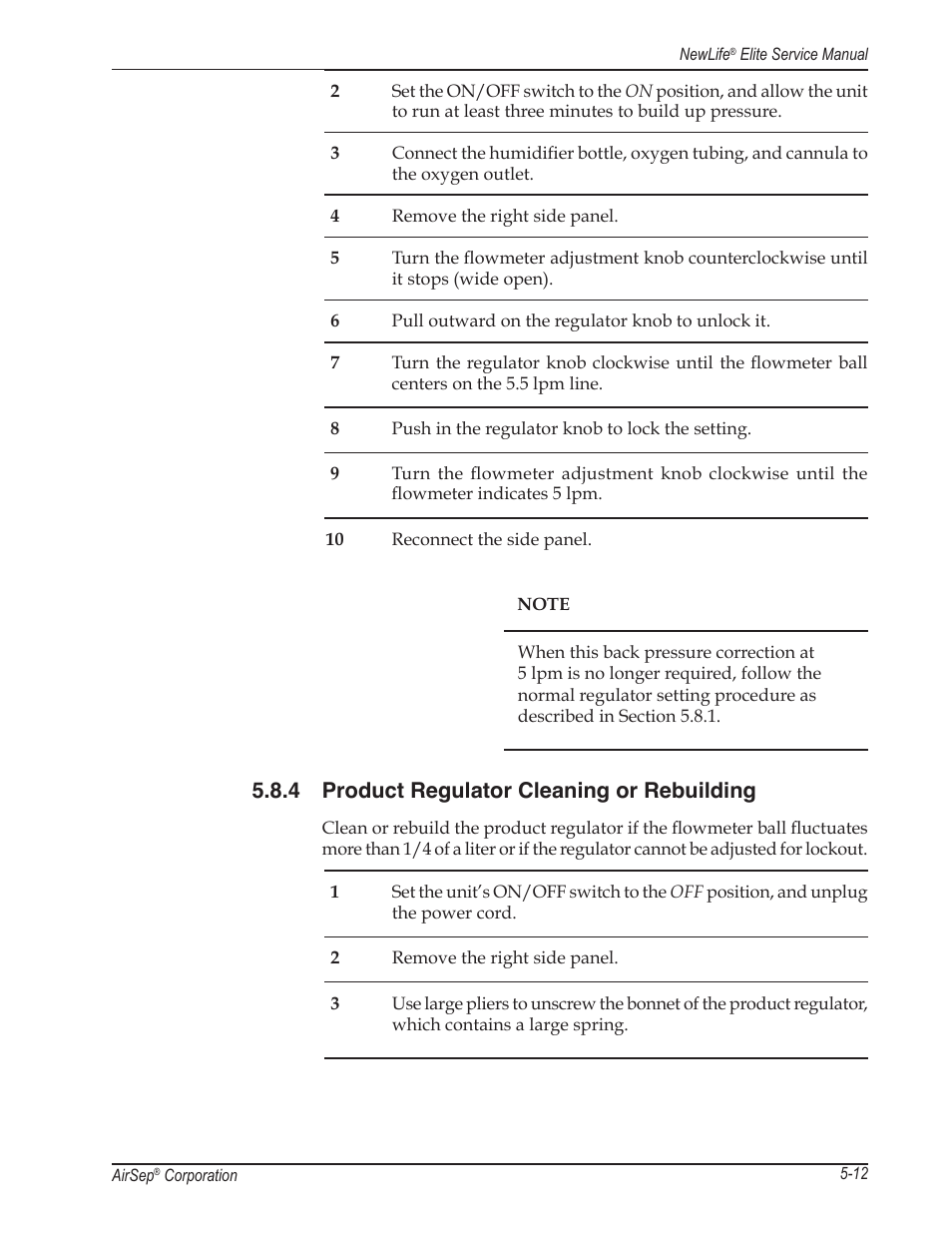 4 product regulator cleaning or rebuilding | AirSep MN105-1 C User Manual | Page 31 / 52