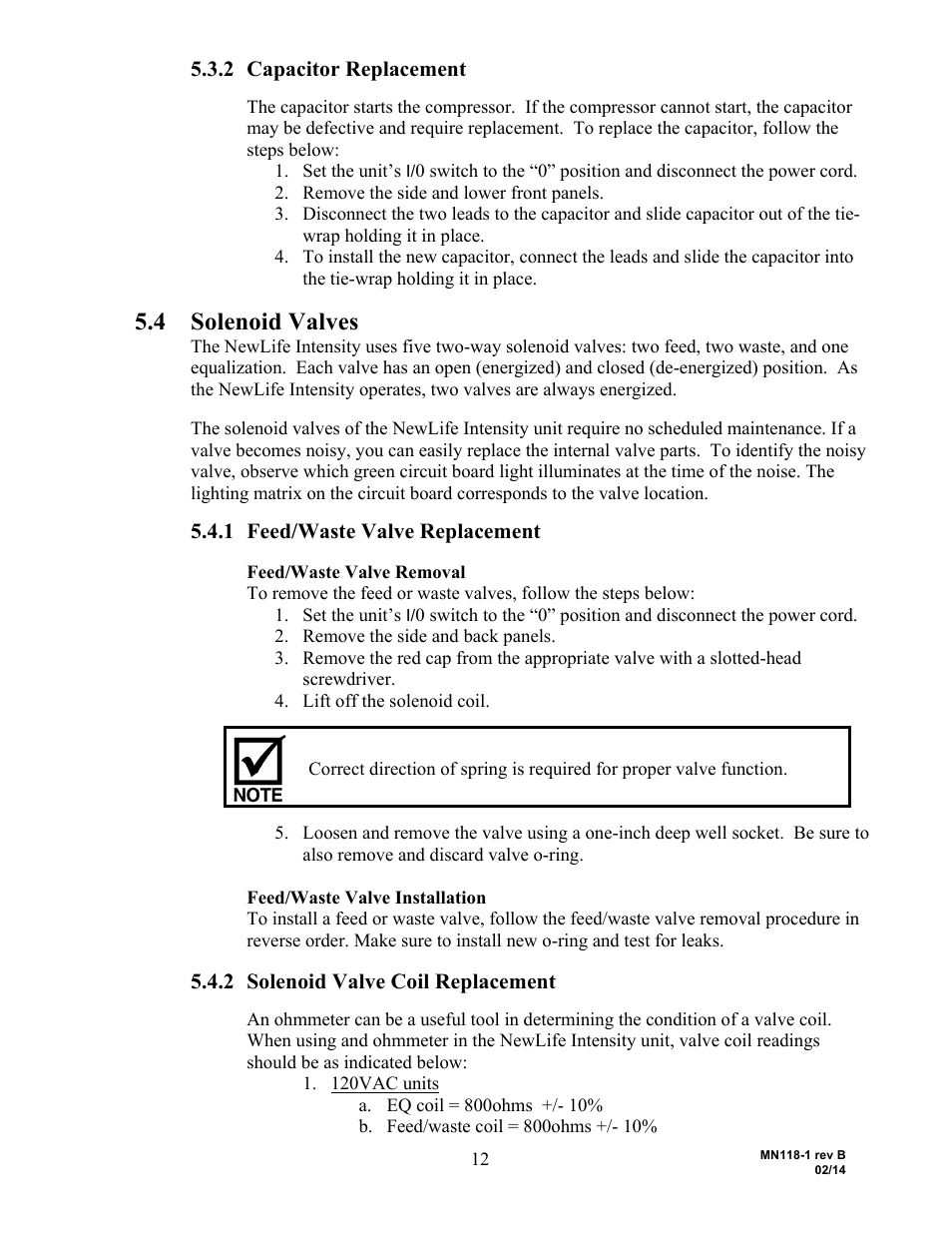 4 solenoid valves, 2 capacitor replacement, 1 feed/waste valve replacement | 2 solenoid valve coil replacement | AirSep MN118-1 B User Manual | Page 17 / 40