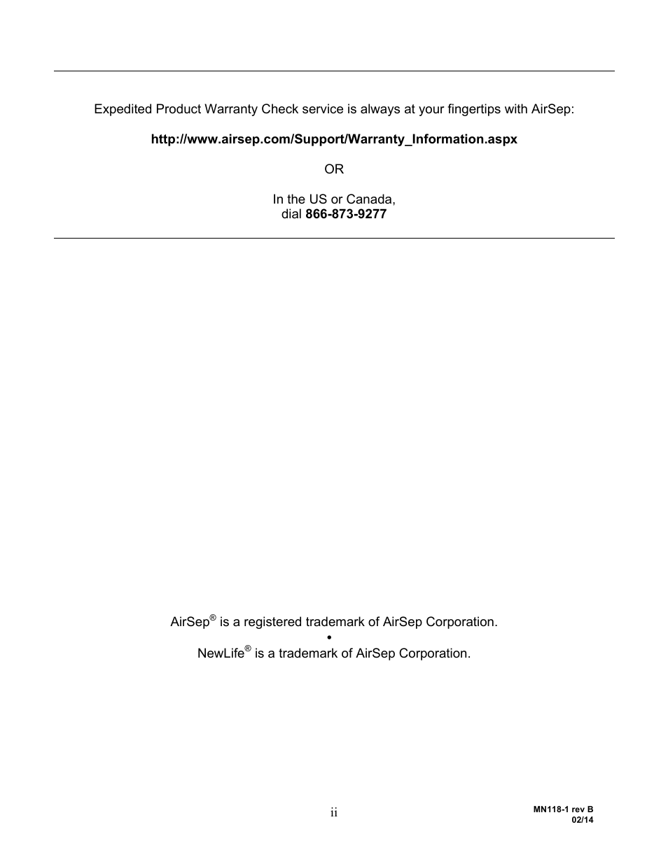 AirSep MN118-1 B User Manual | Page 2 / 40