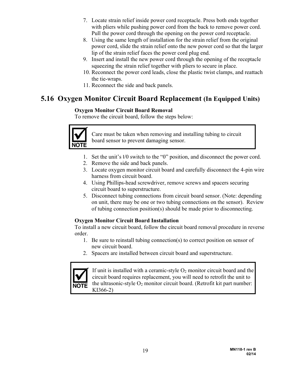 16 oxygen monitor circuit board replacement | AirSep MN118-1 B User Manual | Page 24 / 40