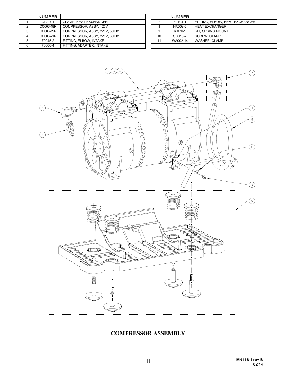 Compressor assembly | AirSep MN118-1 B User Manual | Page 39 / 40