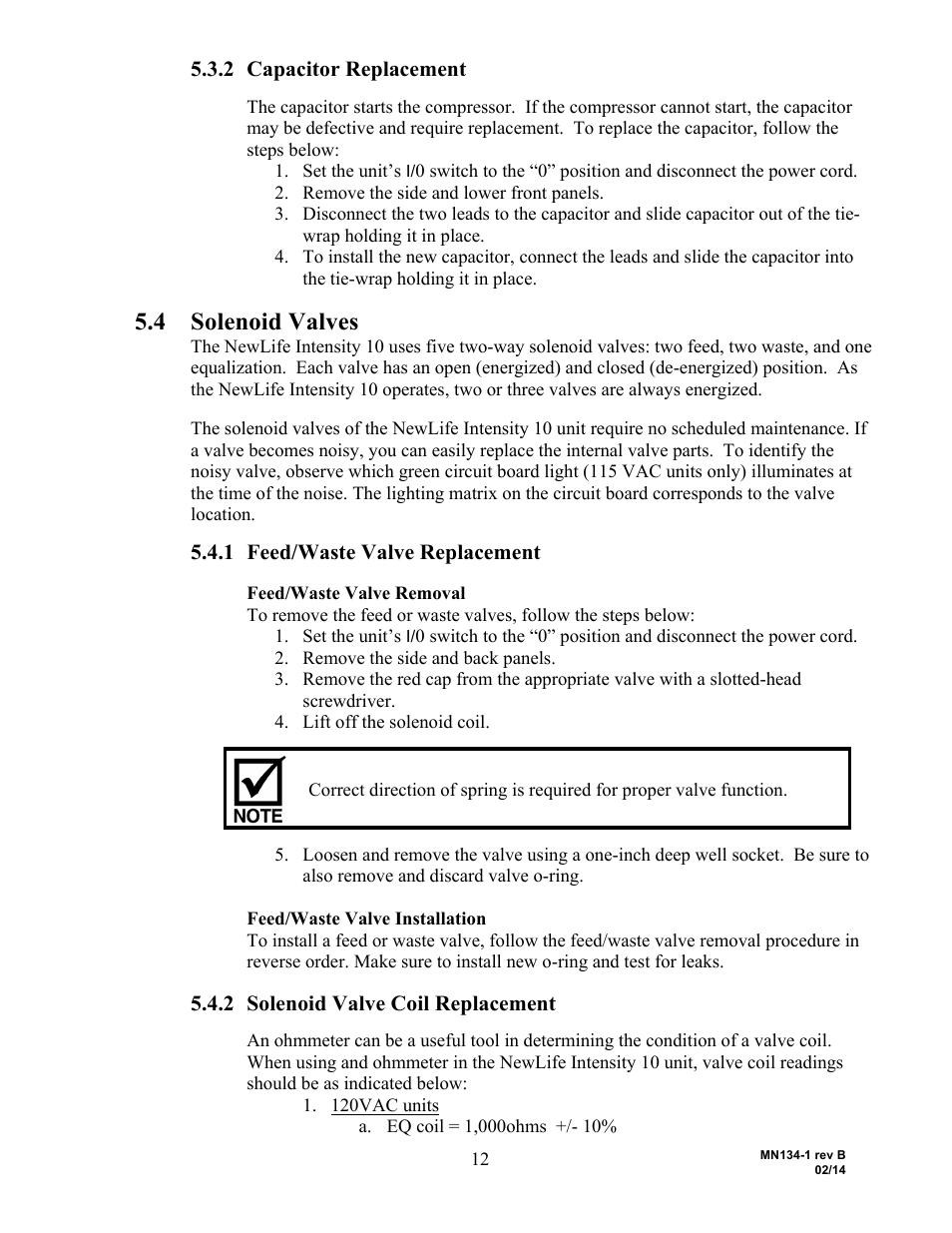 4 solenoid valves, 2 capacitor replacement, 1 feed/waste valve replacement | 2 solenoid valve coil replacement | AirSep MN134-1 B User Manual | Page 17 / 40