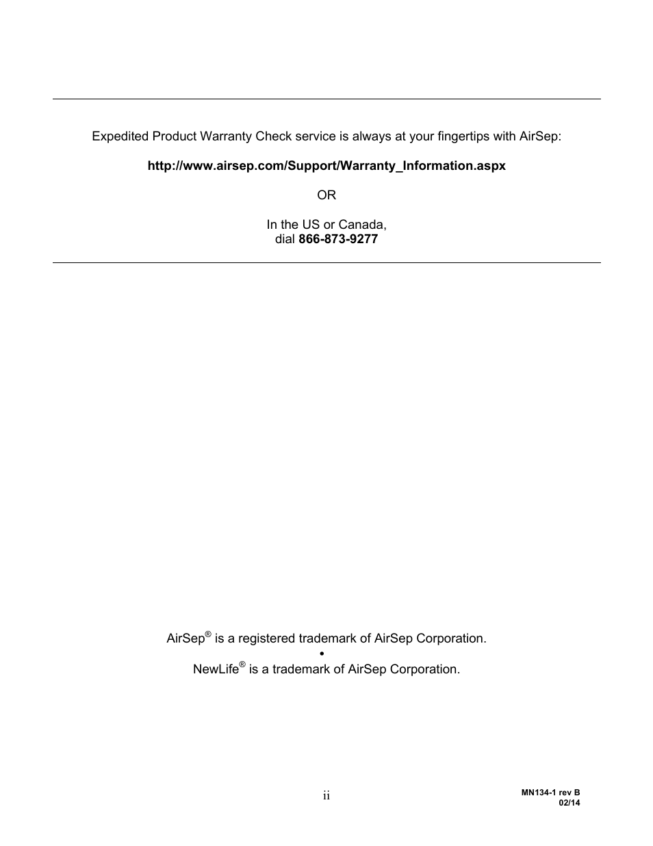 AirSep MN134-1 B User Manual | Page 2 / 40