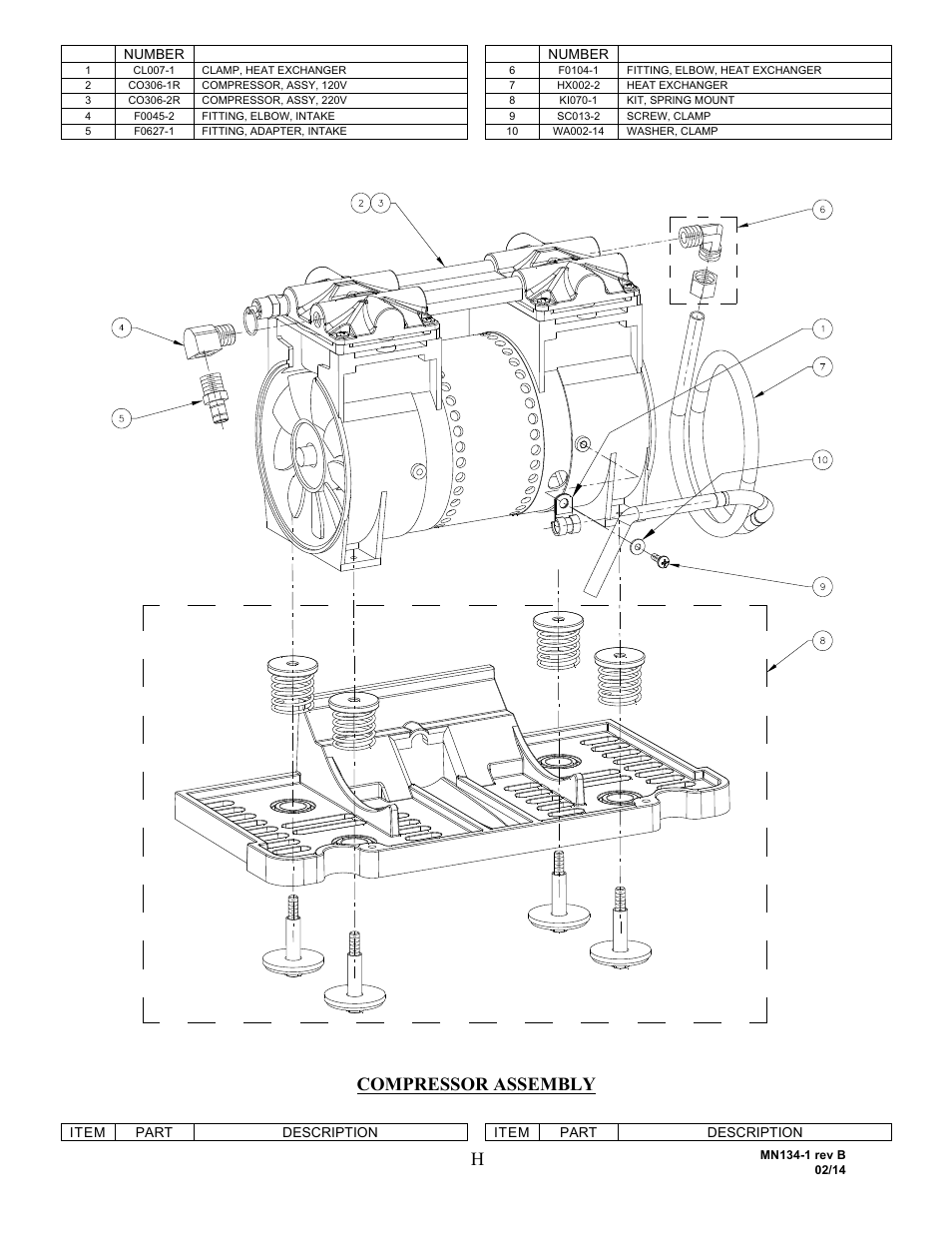 Compressor assembly | AirSep MN134-1 B User Manual | Page 39 / 40