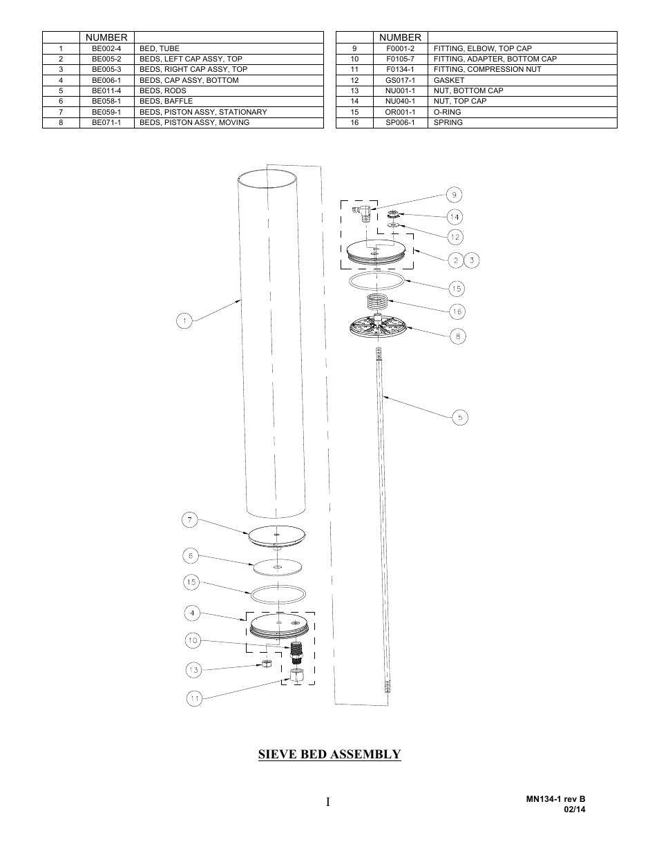 Sieve bed assembly | AirSep MN134-1 B User Manual | Page 40 / 40