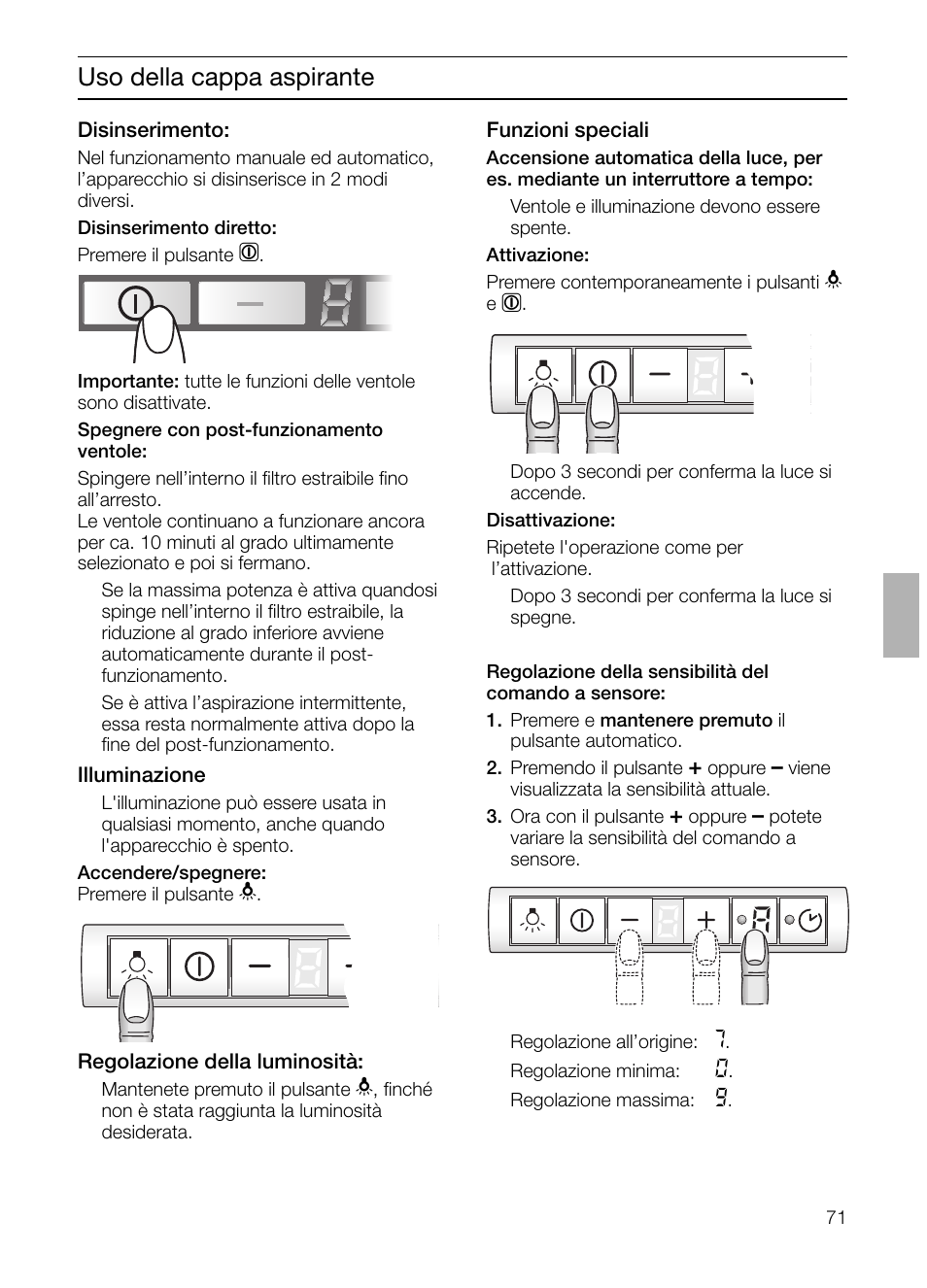 Uso della cappa aspirante | Neff D4692X0 User Manual | Page 71 / 116