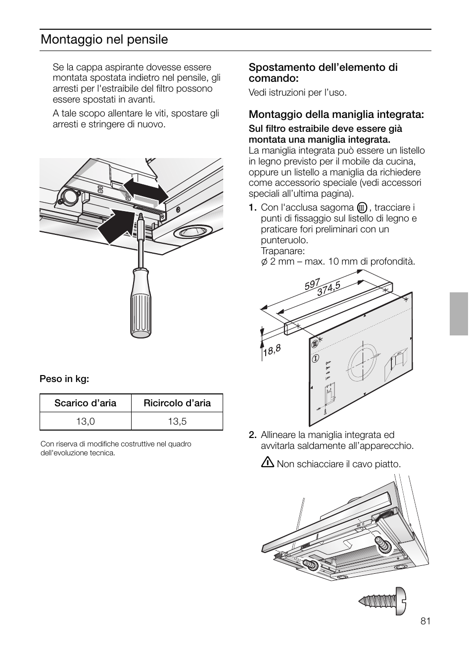 Montaggio nel pensile | Neff D4692X0 User Manual | Page 81 / 116