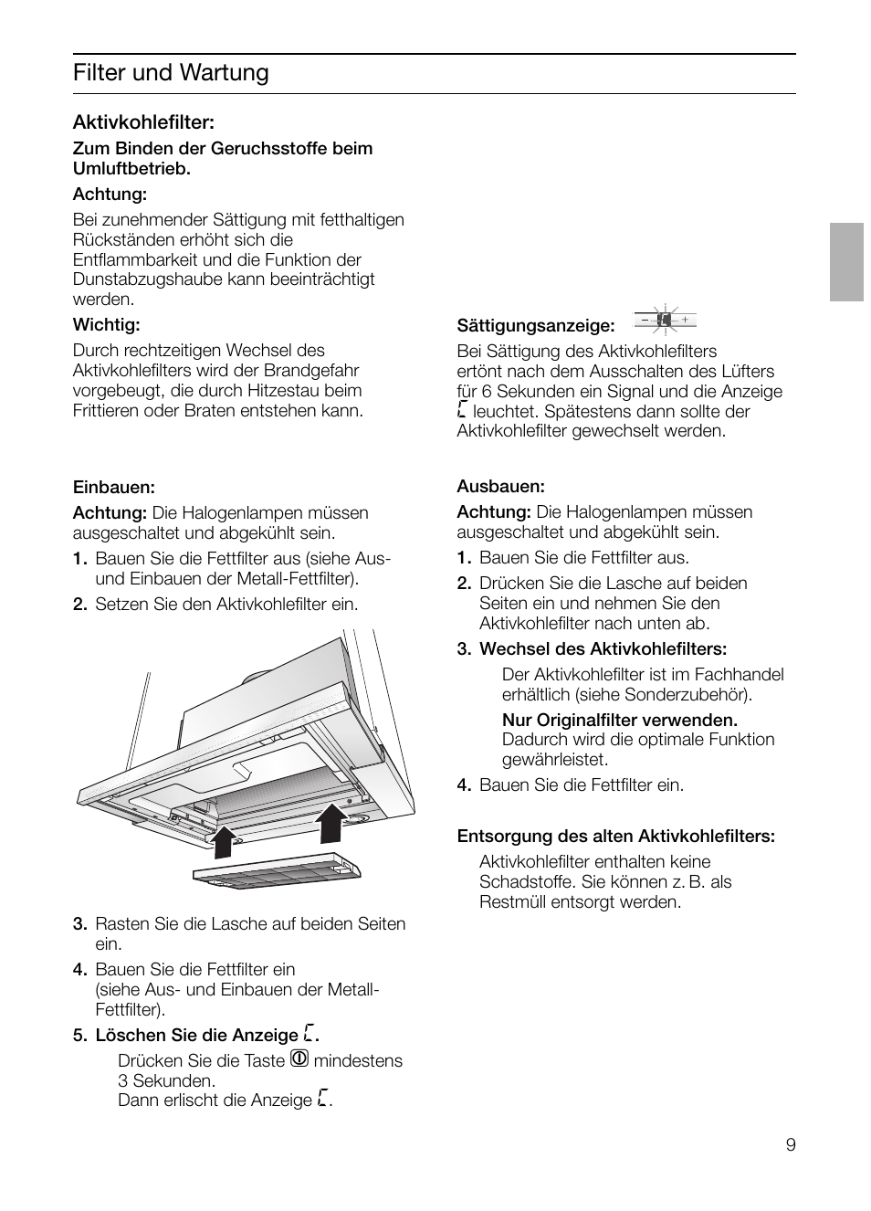 Filter und wartung | Neff D4692X0 User Manual | Page 9 / 116