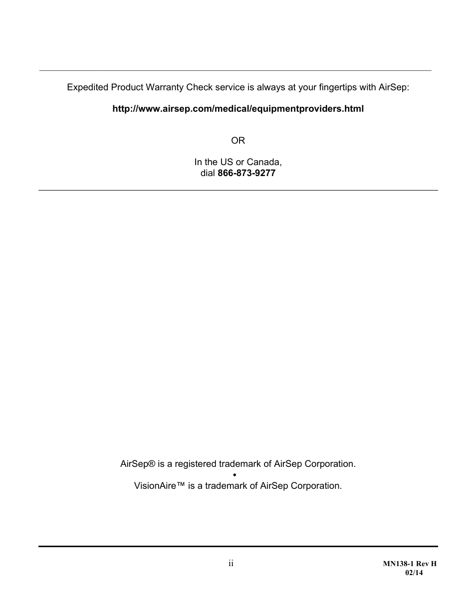 AirSep MN138-1 H User Manual | Page 2 / 46