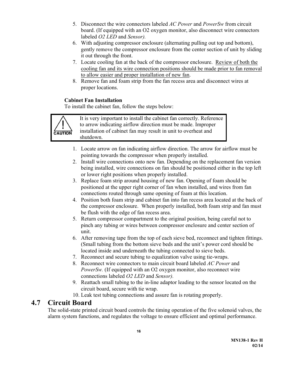 7 circuit board | AirSep MN138-1 H User Manual | Page 22 / 46