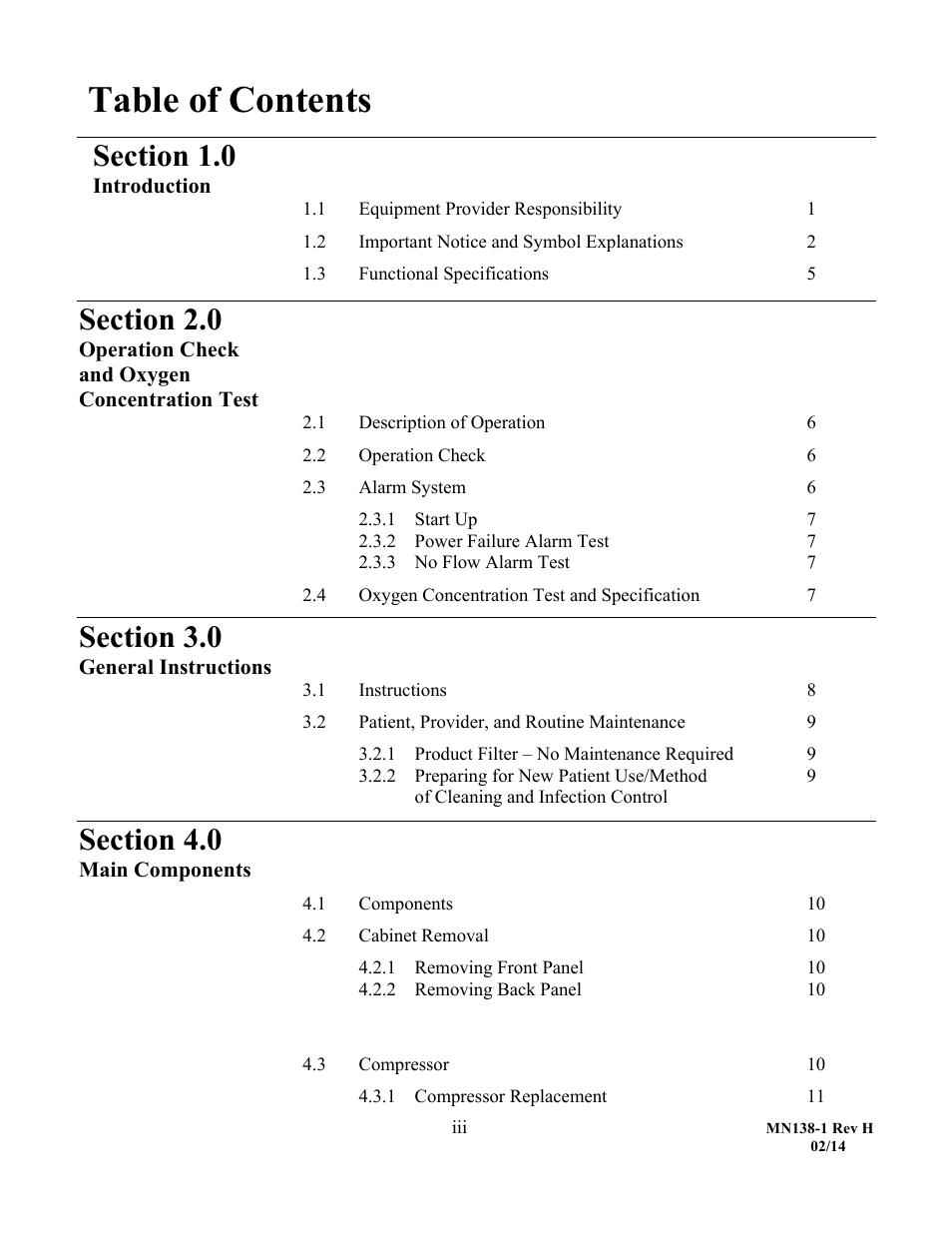AirSep MN138-1 H User Manual | Page 3 / 46