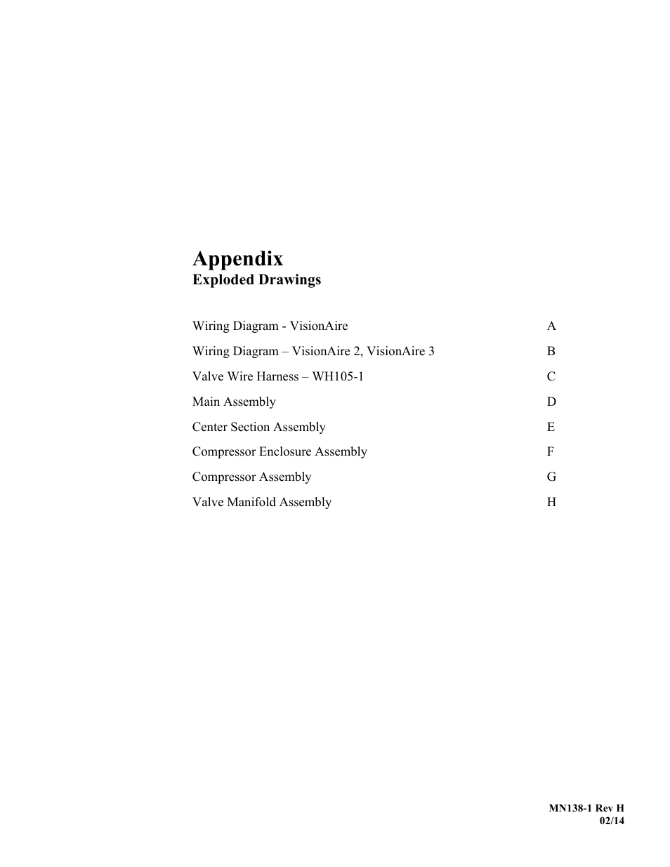 Appendix, Exploded drawings | AirSep MN138-1 H User Manual | Page 38 / 46