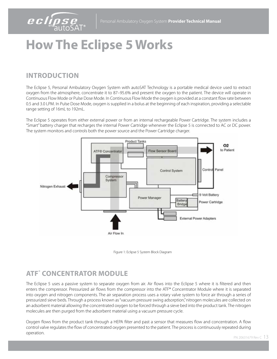 How the eclipse 5 works, Introduction, Concentrator module | AirSep Eclipse 5 20631679 User Manual | Page 13 / 84