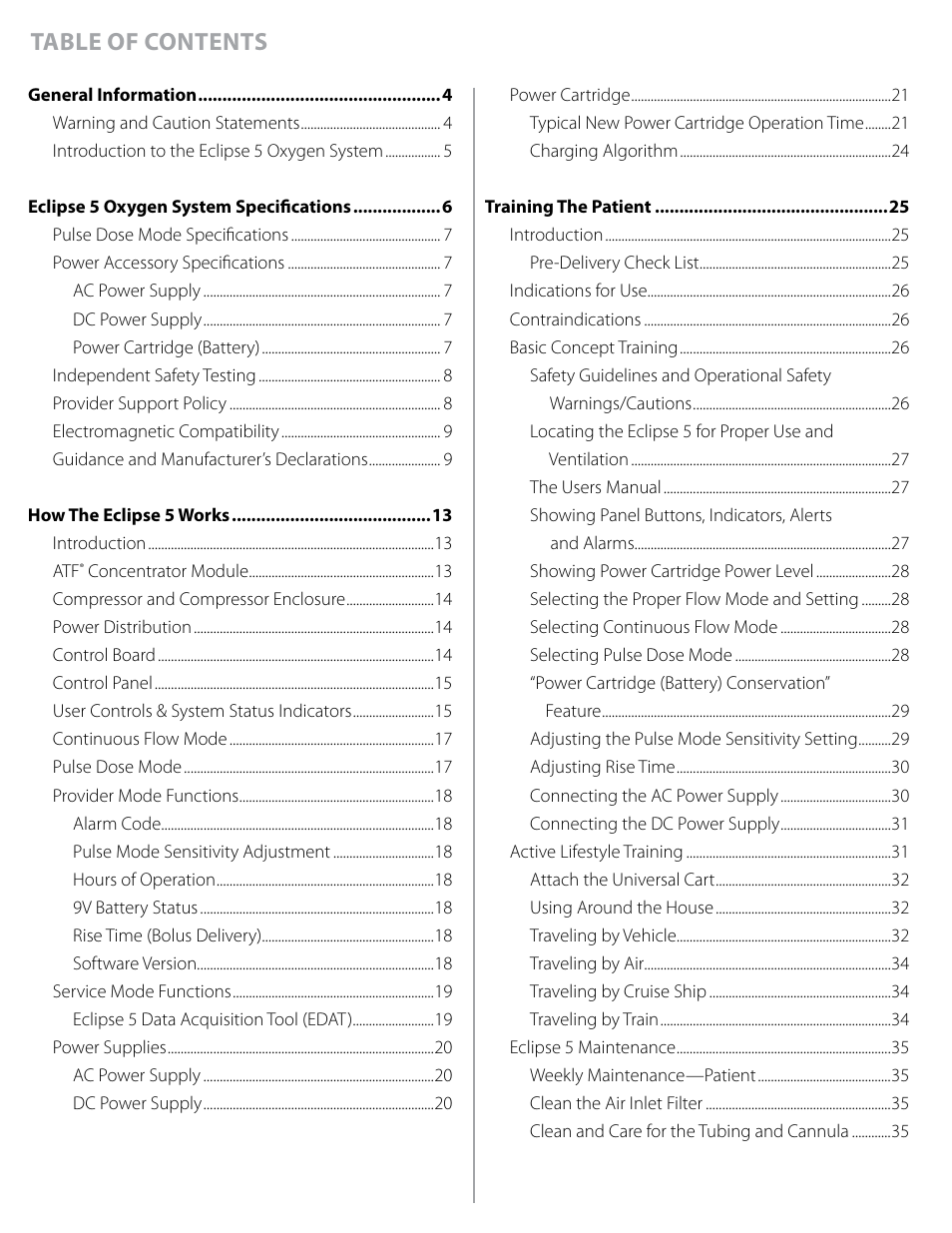 AirSep Eclipse 5 20631679 User Manual | Page 2 / 84