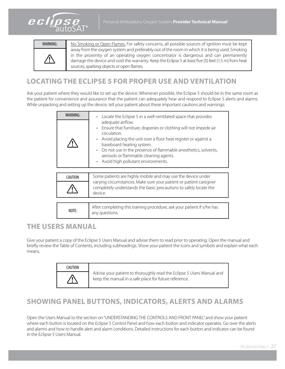 The users manual | AirSep Eclipse 5 20631679 User Manual | Page 27 / 84