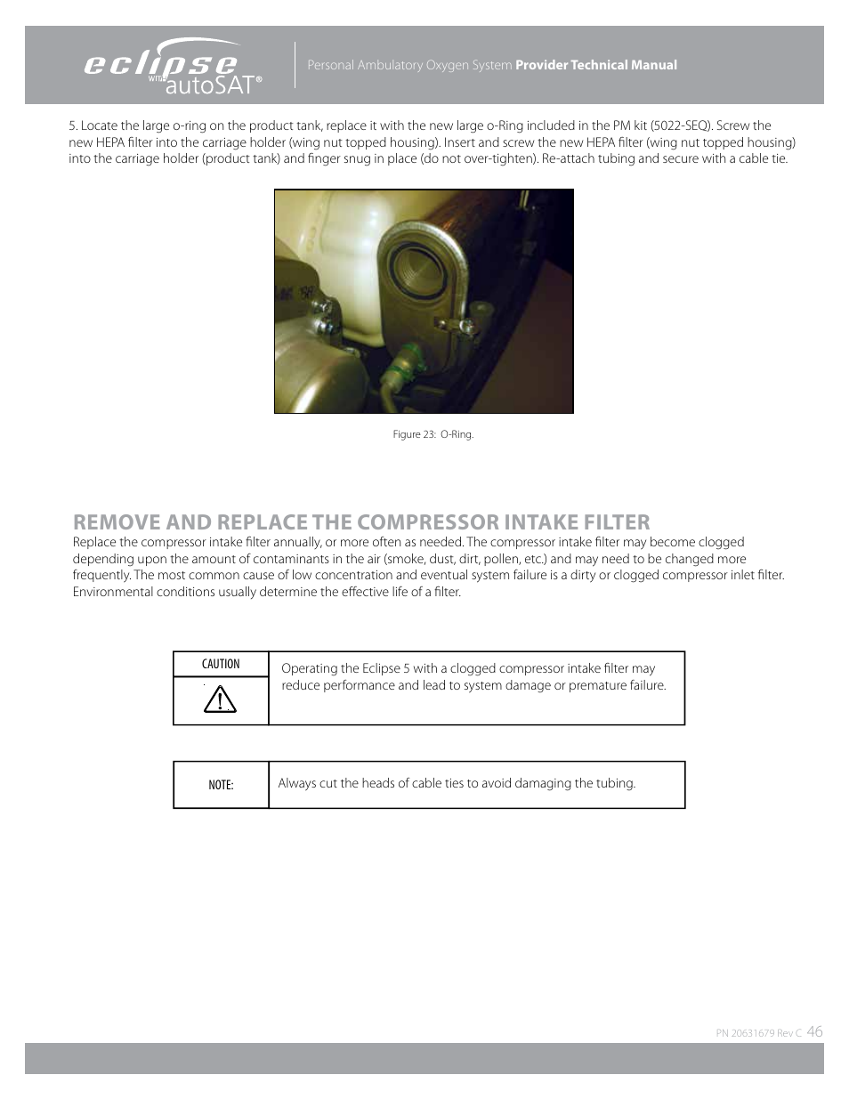 Remove and replace the compressor intake filter | AirSep Eclipse 5 20631679 User Manual | Page 46 / 84