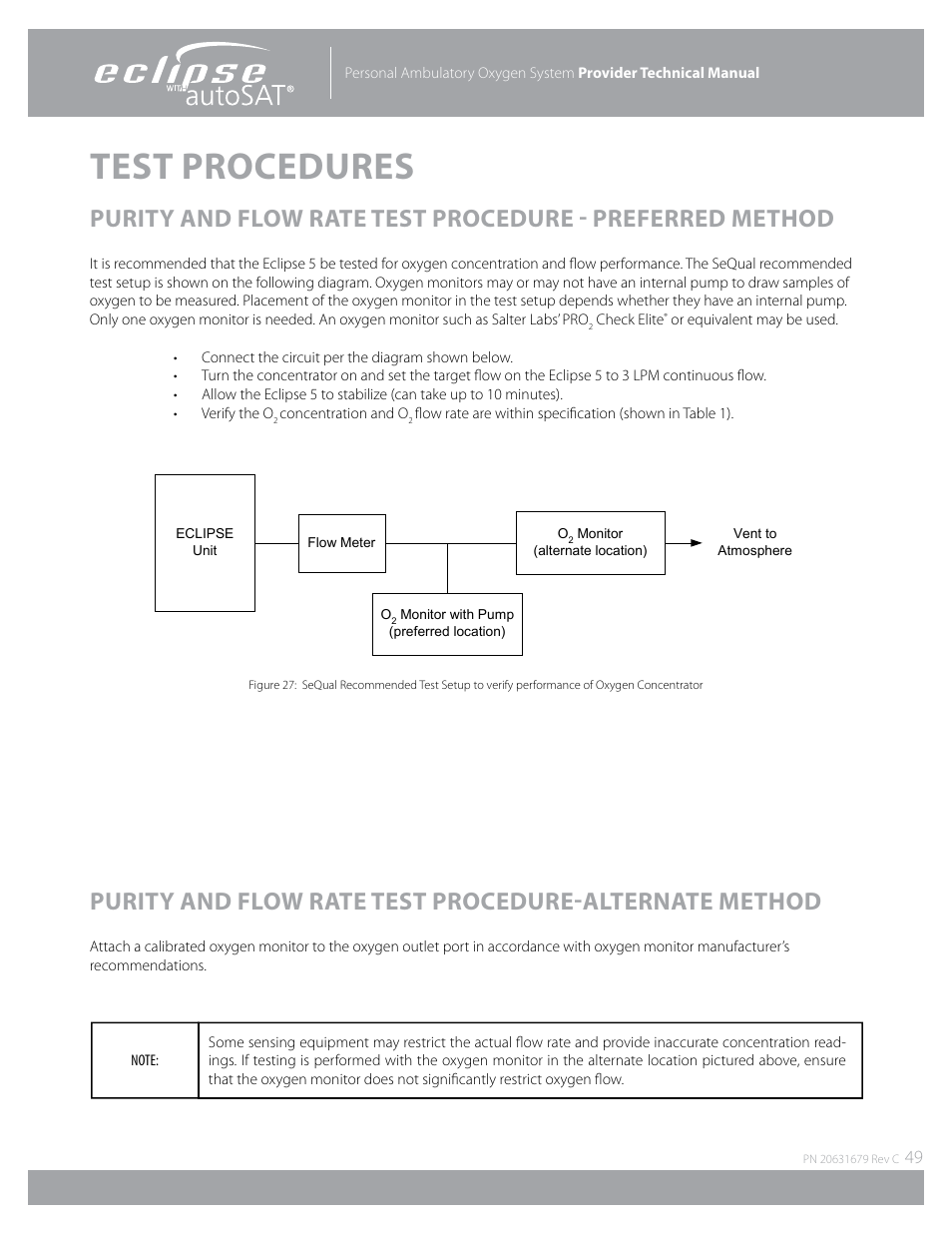 Test procedures | AirSep Eclipse 5 20631679 User Manual | Page 49 / 84