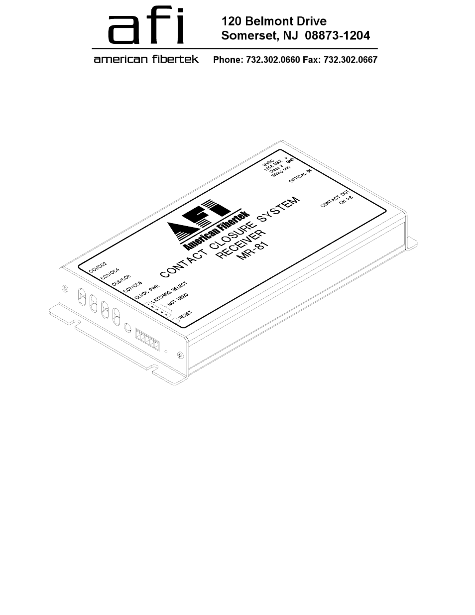 American Fibertek MR-81 User Manual | 4 pages