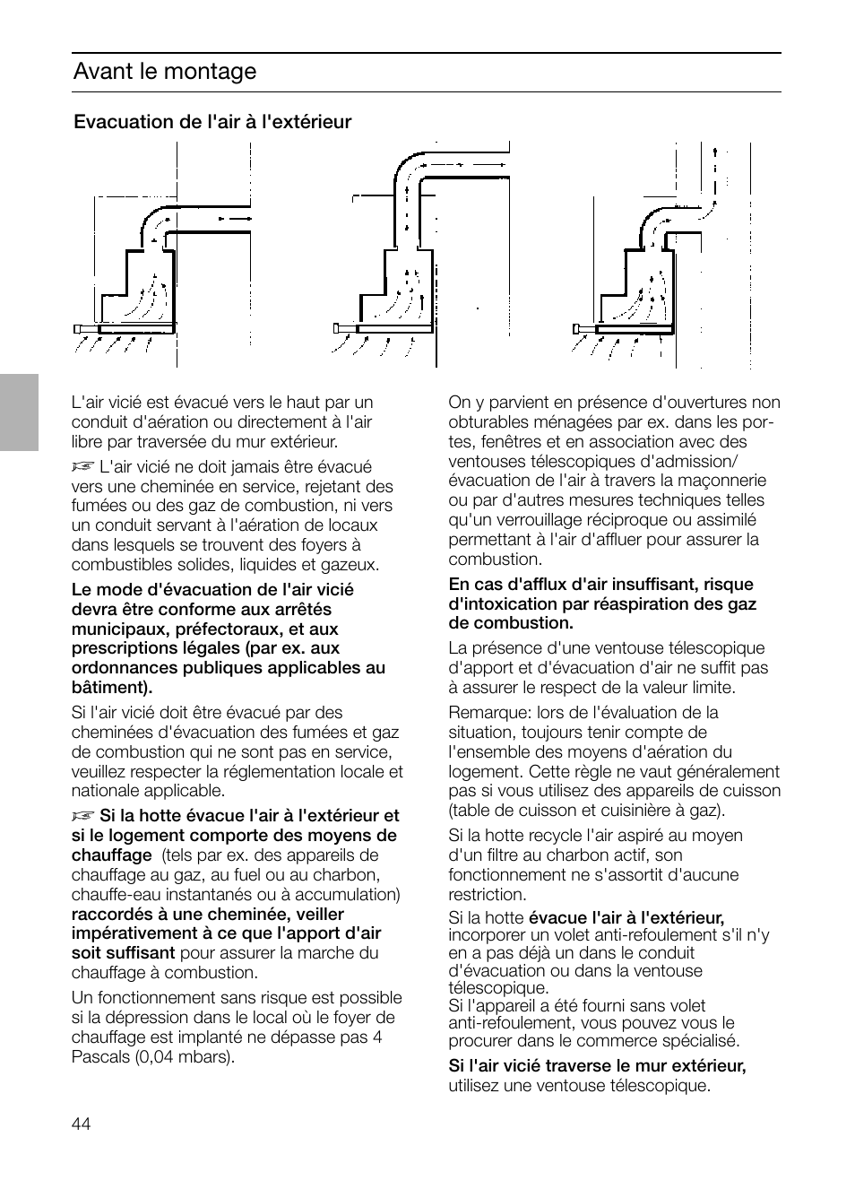 Avant le montage | Neff D4982X0 User Manual | Page 44 / 116