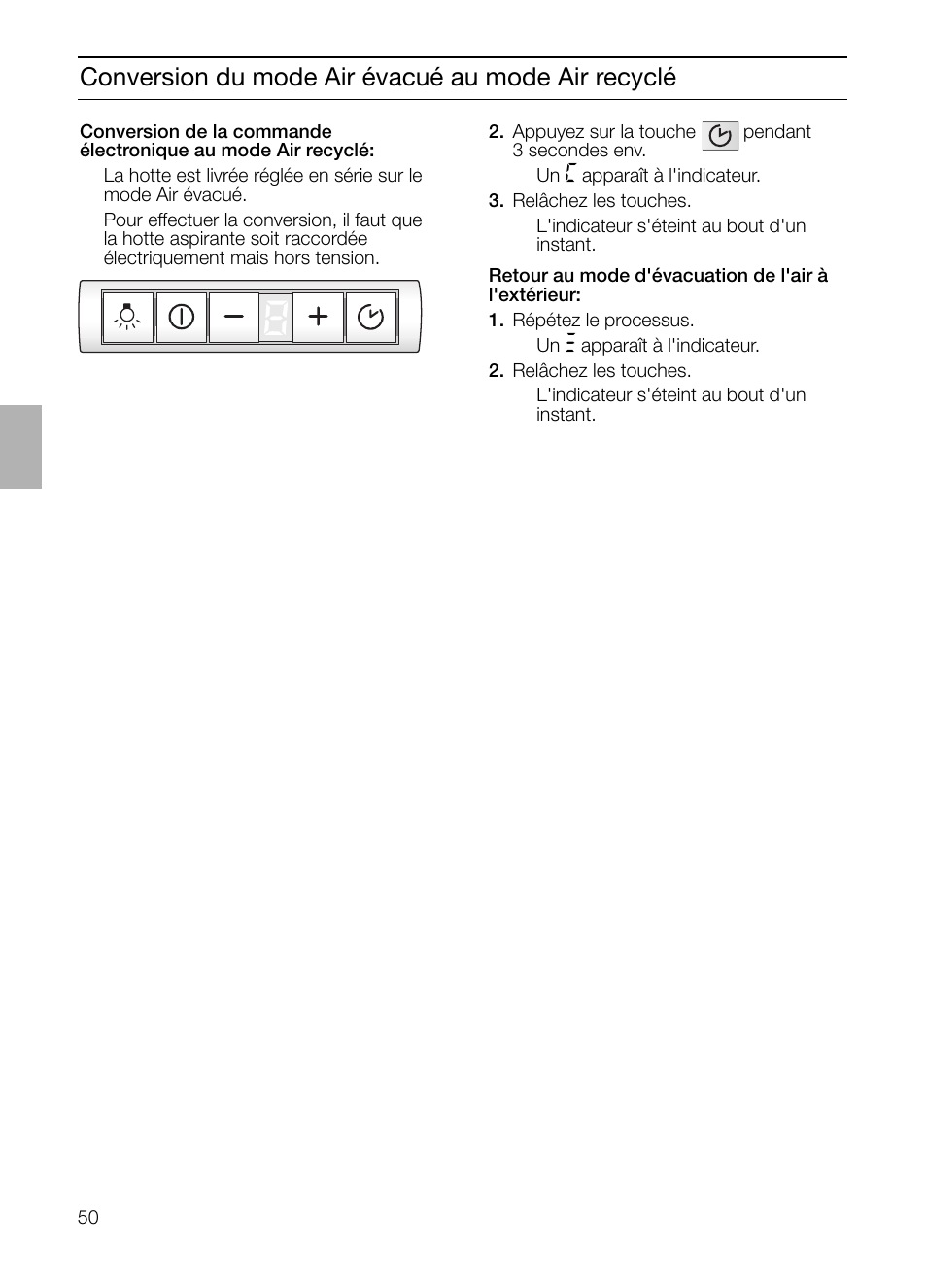 Conversion du mode air évacué au mode air recyclé | Neff D4982X0 User Manual | Page 50 / 116