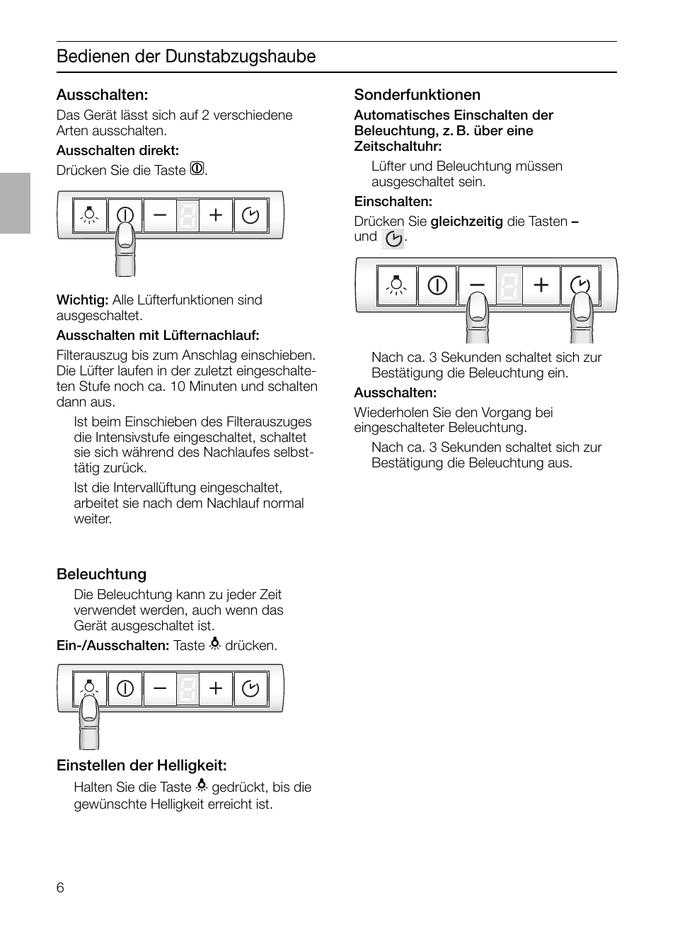 Bedienen der dunstabzugshaube | Neff D4982X0 User Manual | Page 6 / 116