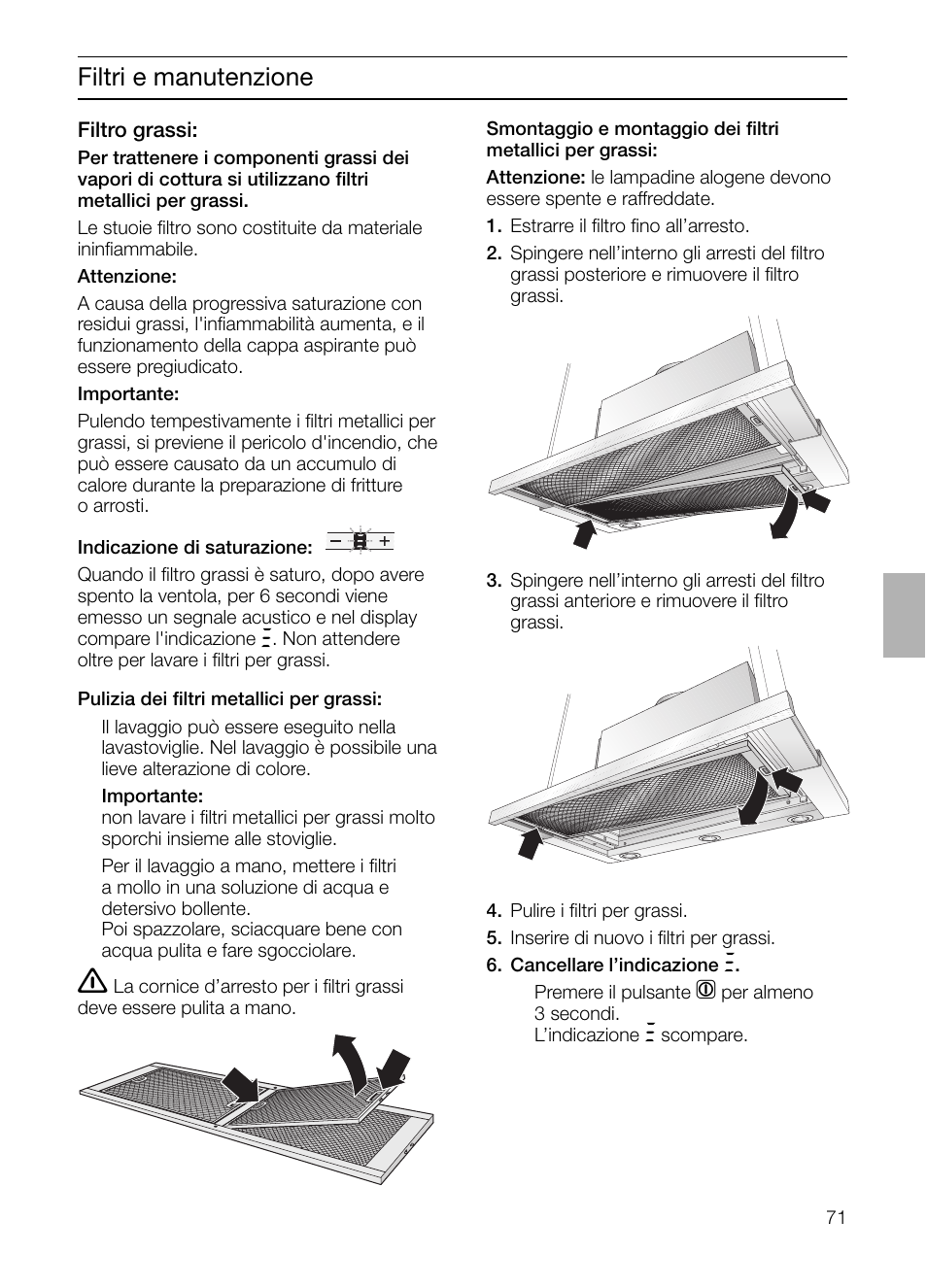 Filtri e manutenzione | Neff D4982X0 User Manual | Page 71 / 116