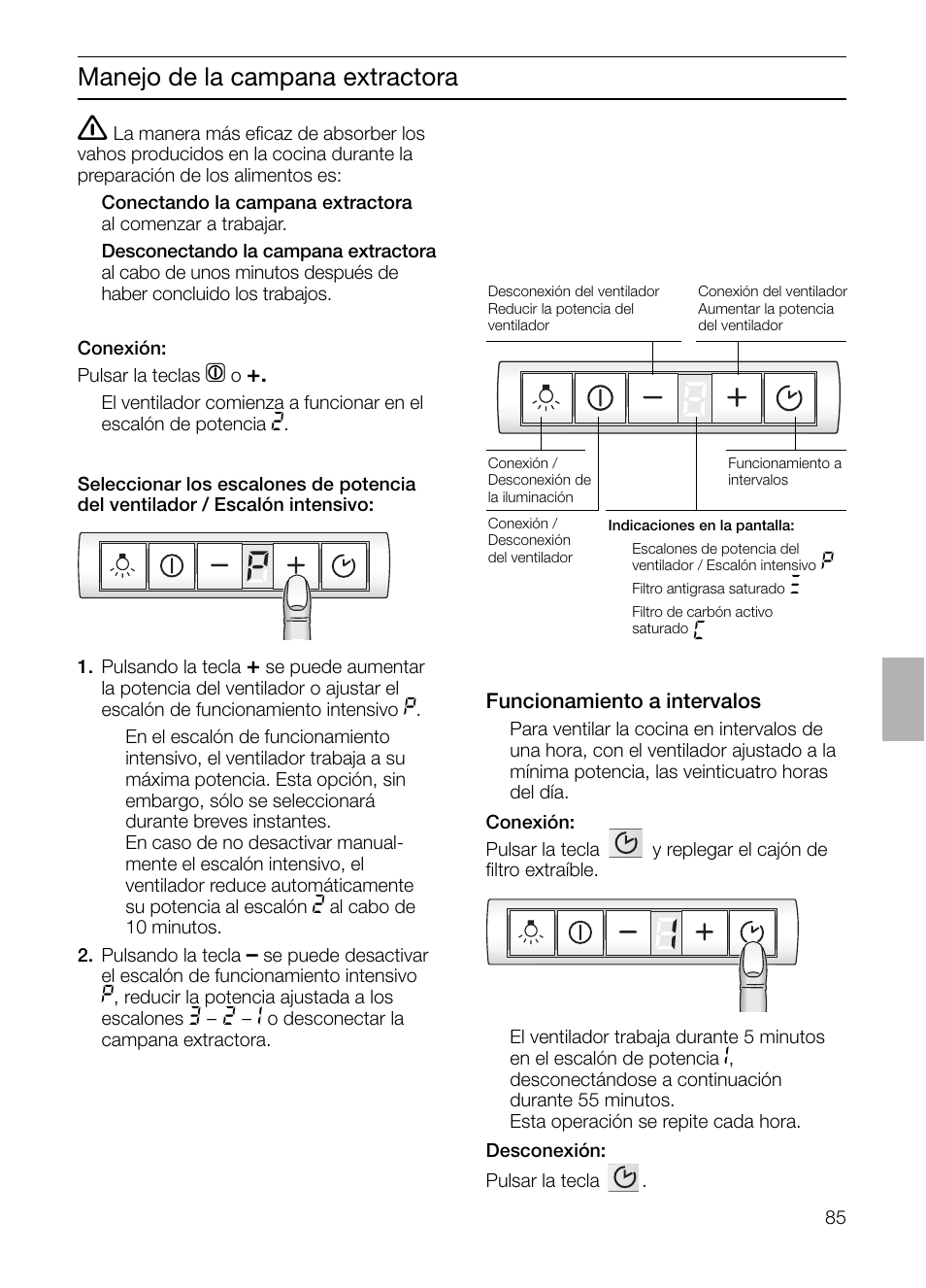 Manejo de la campana extractora | Neff D4982X0 User Manual | Page 85 / 116