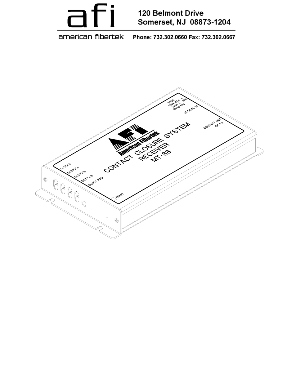 American Fibertek MT-88 User Manual | 4 pages