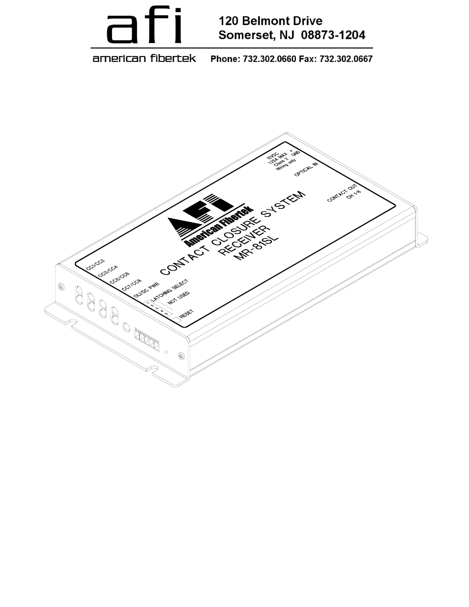 American Fibertek MR-81SL User Manual | 4 pages