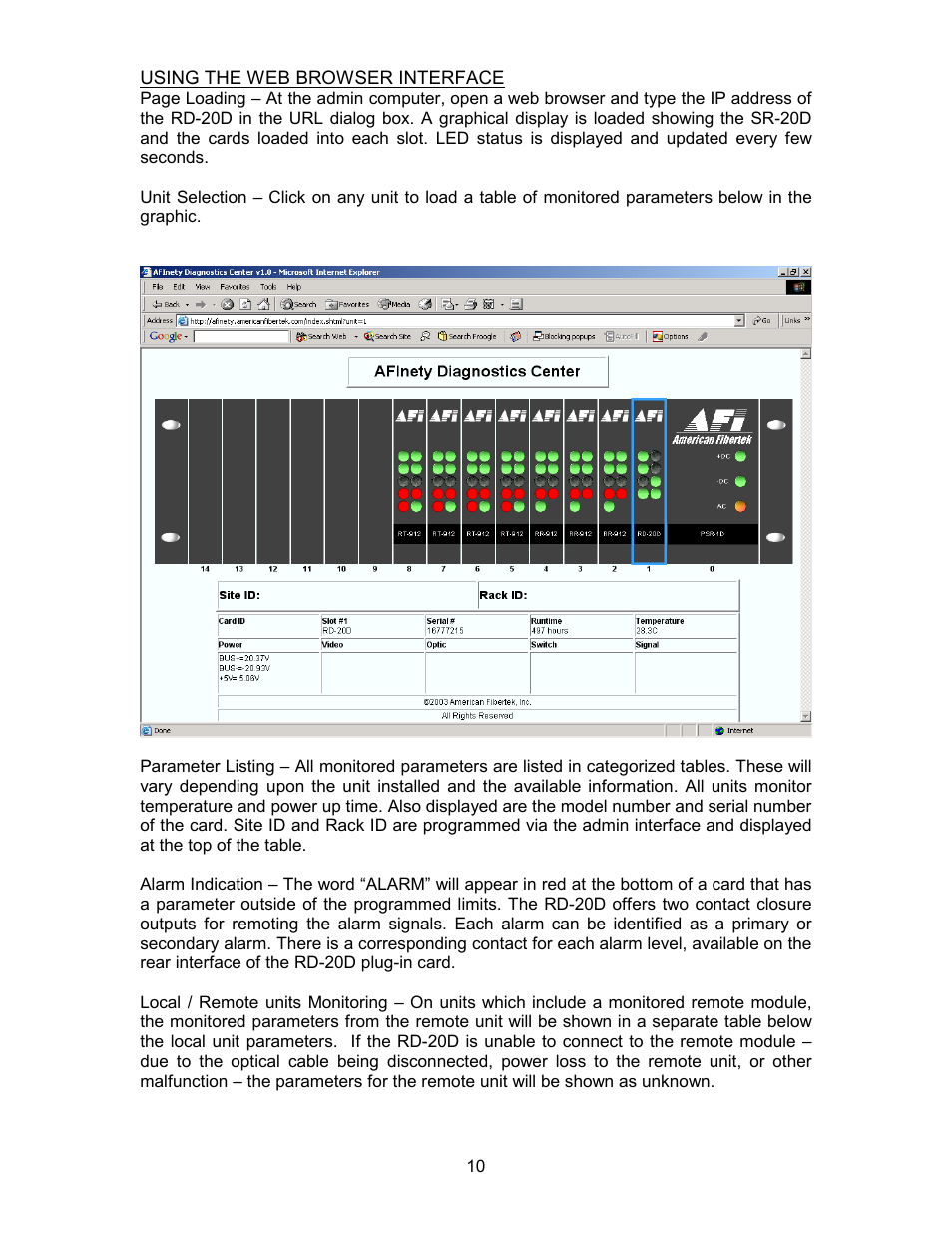 American Fibertek RD-20D AFINETY User Manual | Page 10 / 12