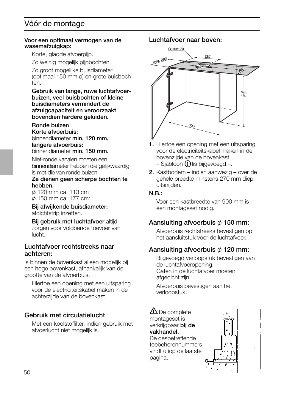 Vóór de montage | Neff D4972X0 User Manual | Page 50 / 96